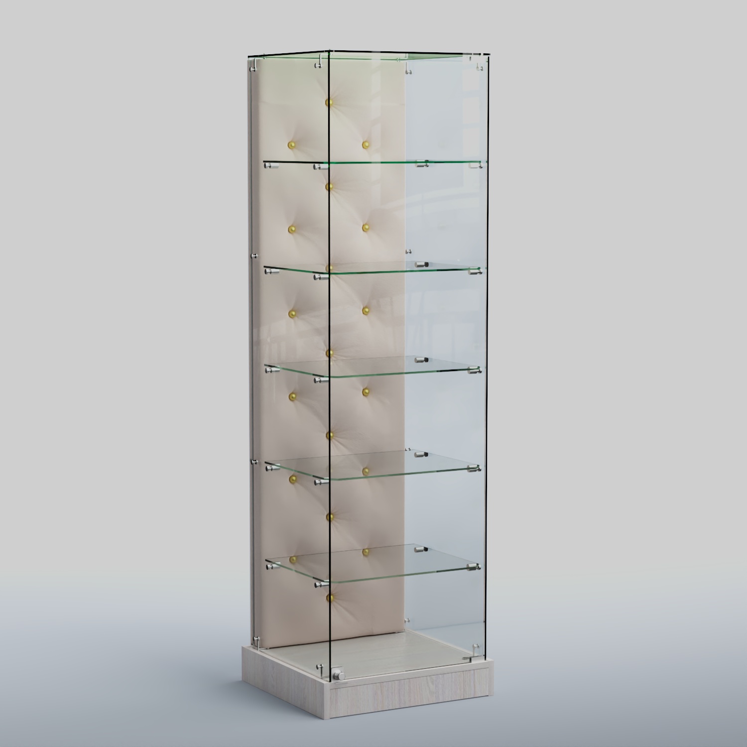 Низкая стеклянная витрина КАПИТОНЕ №501-ХП Ясень светлый+01 C