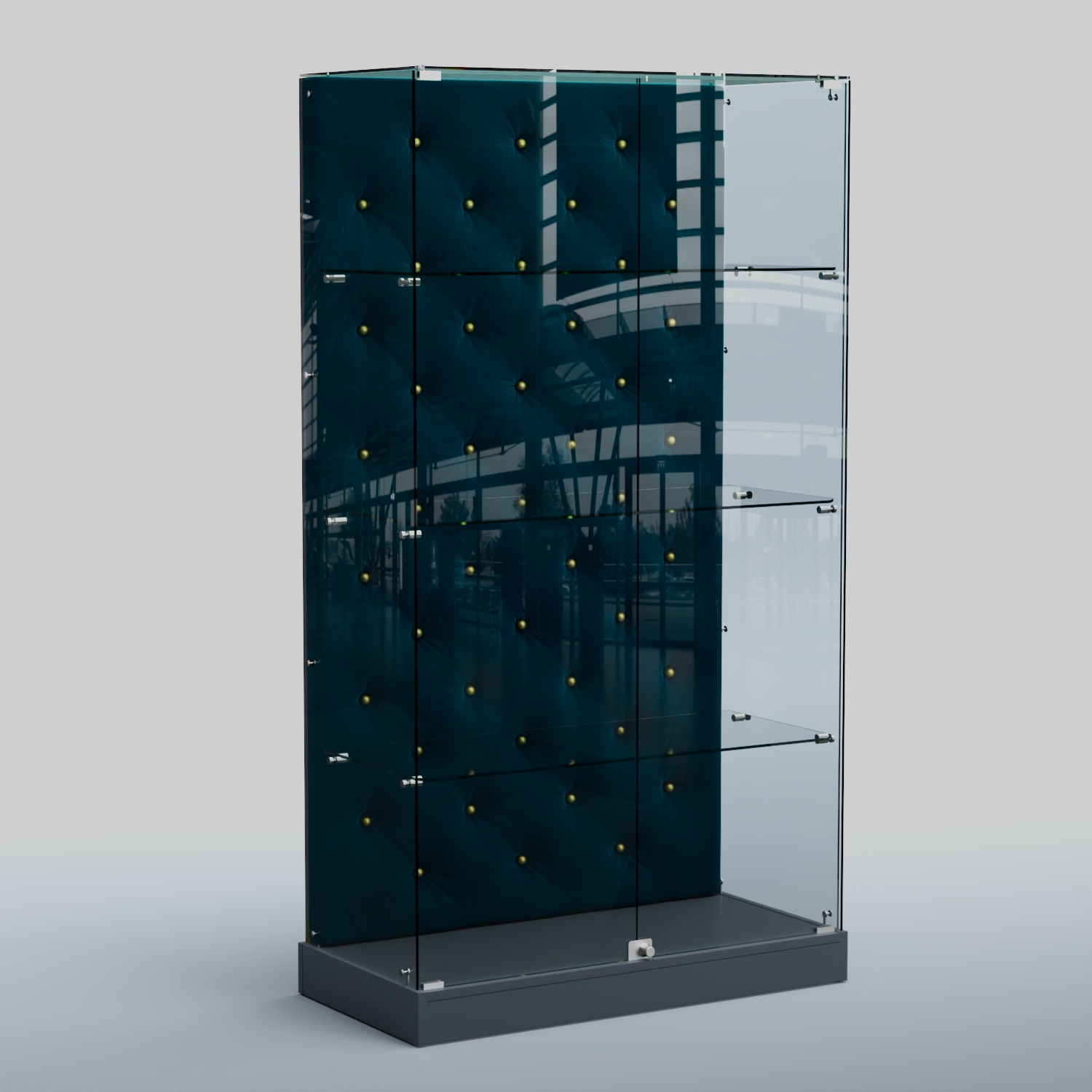Низкая стеклянная витрина КАПИТОНЕ №5-ХП Темно-серый + 11 Blue