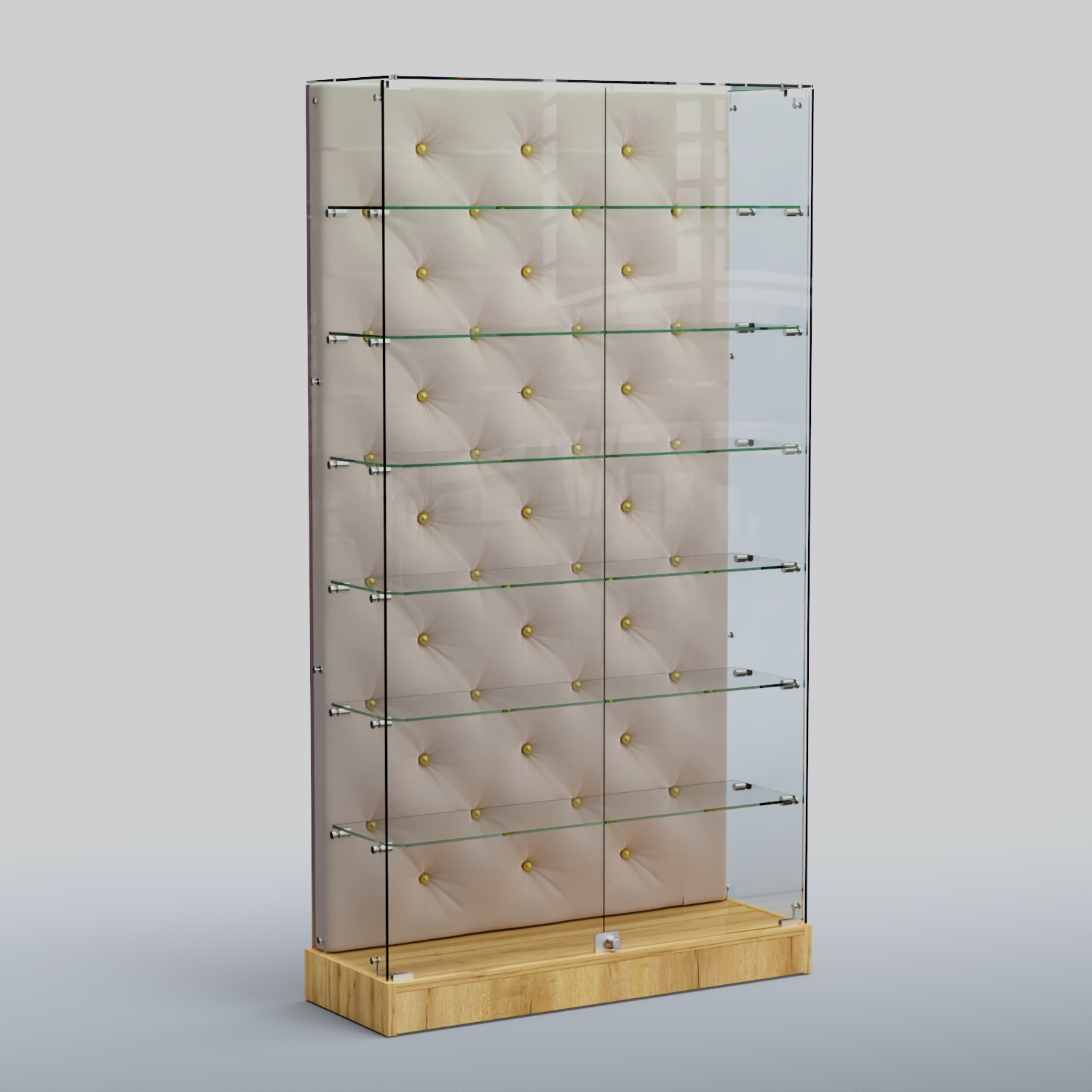 Низкая стеклянная витрина КАПИТОНЕ №9-ХП Дуб Золотистый + 01 Cream