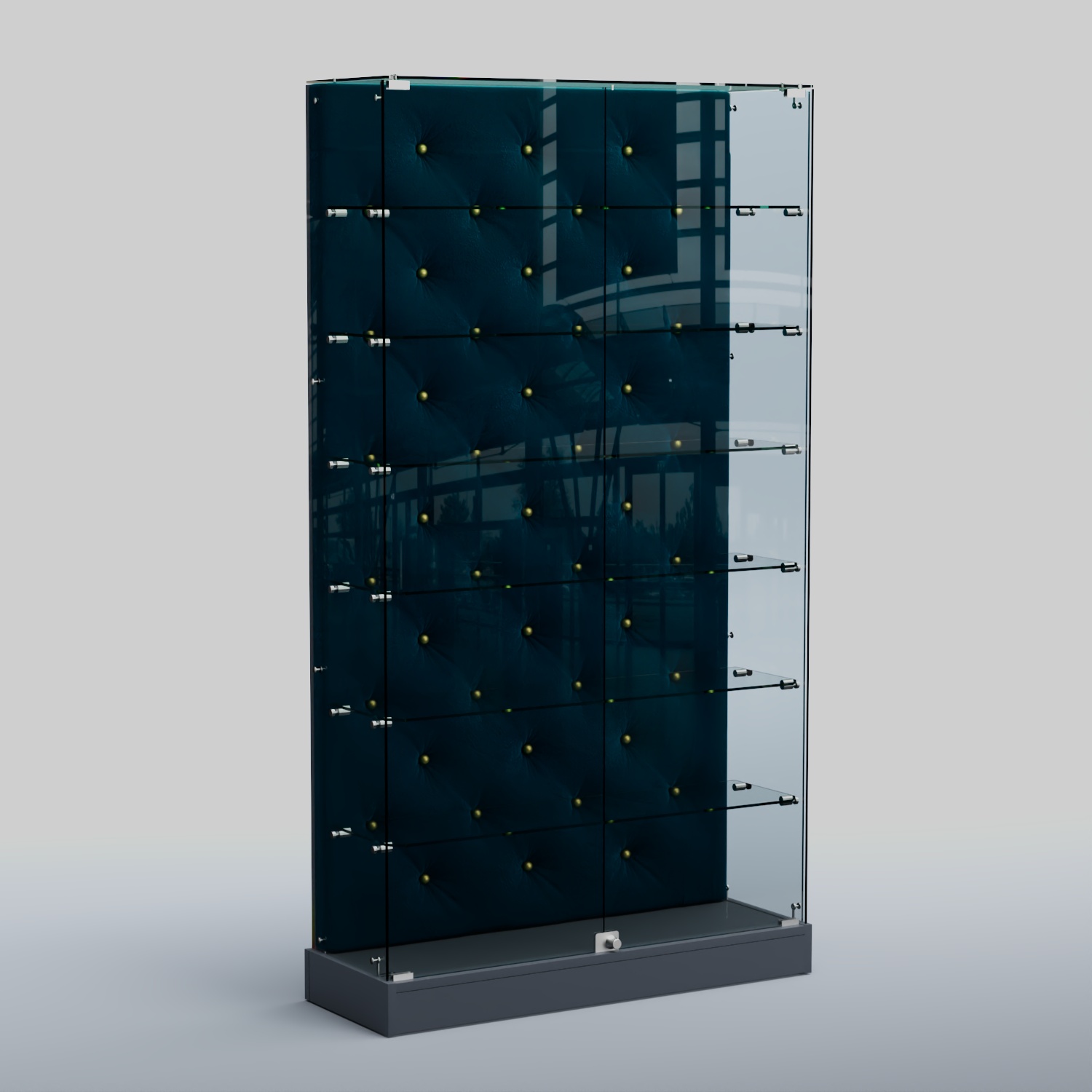 Низкая стеклянная витрина КАПИТОНЕ №9-ХП Темно-серый + 11 Blue