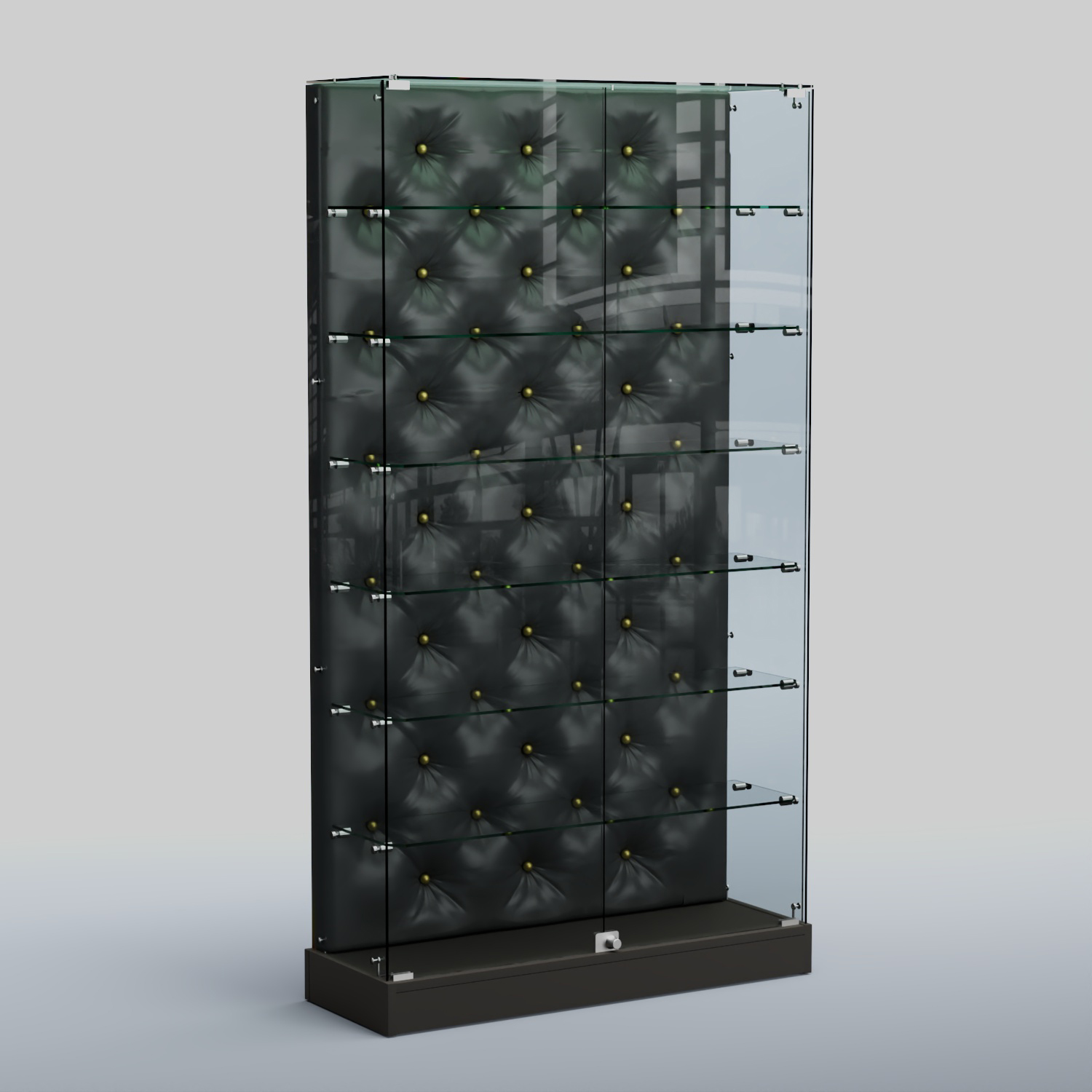 Низкая стеклянная витрина КАПИТОНЕ №9-ХП Черный + Экокожа черная