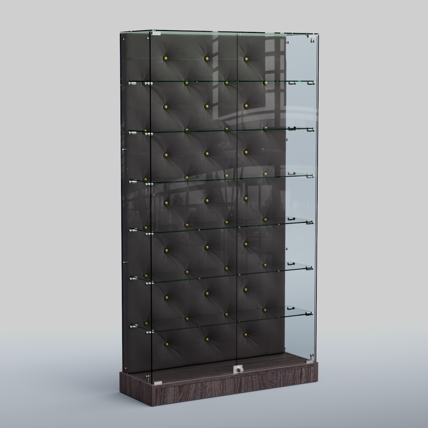 Низкая стеклянная витрина КАПИТОНЕ №9-ХП Ясень темный+16 G