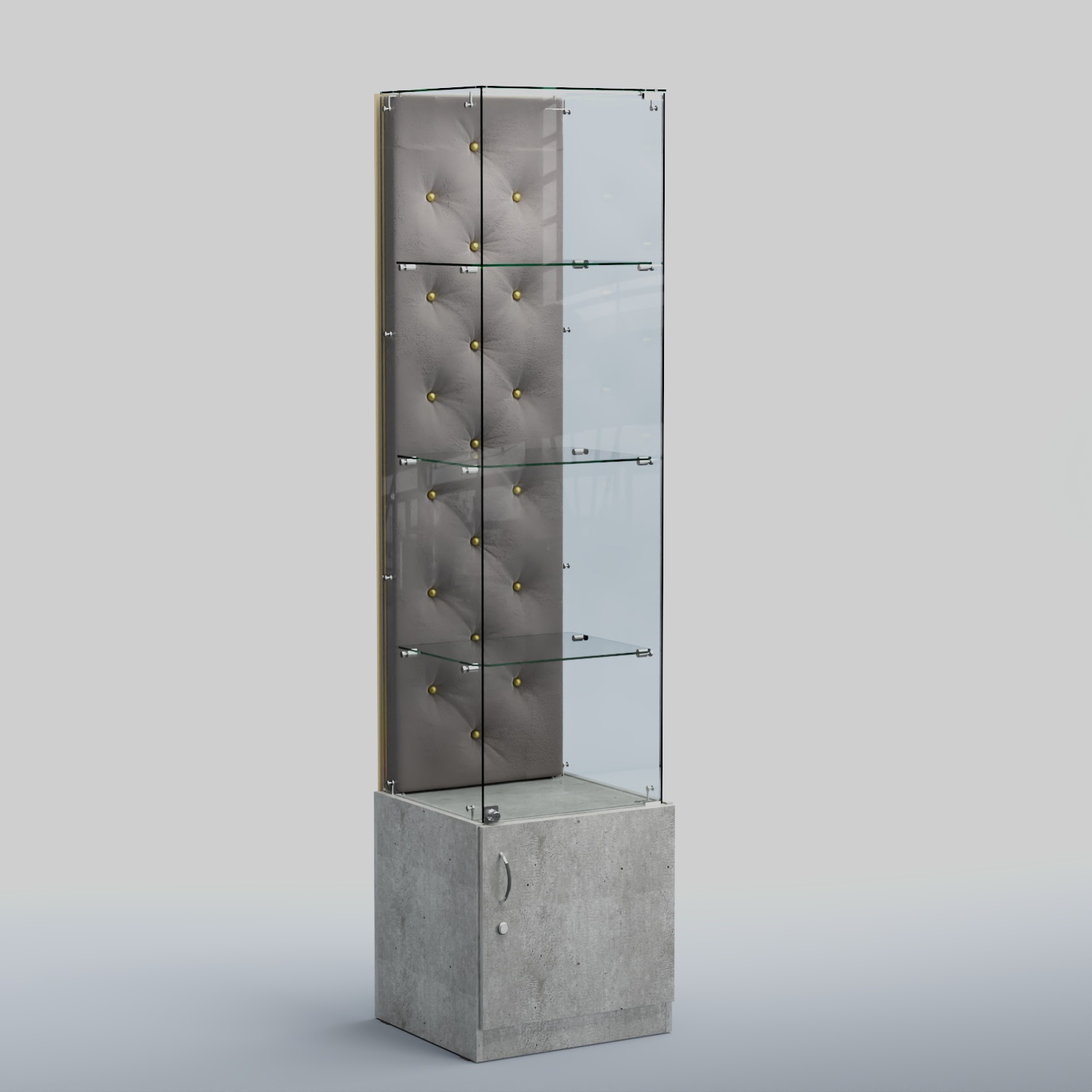 Высокая стеклянная витрина КАПИТОНЕ №6 Метрополитан Грей+15 Silver
