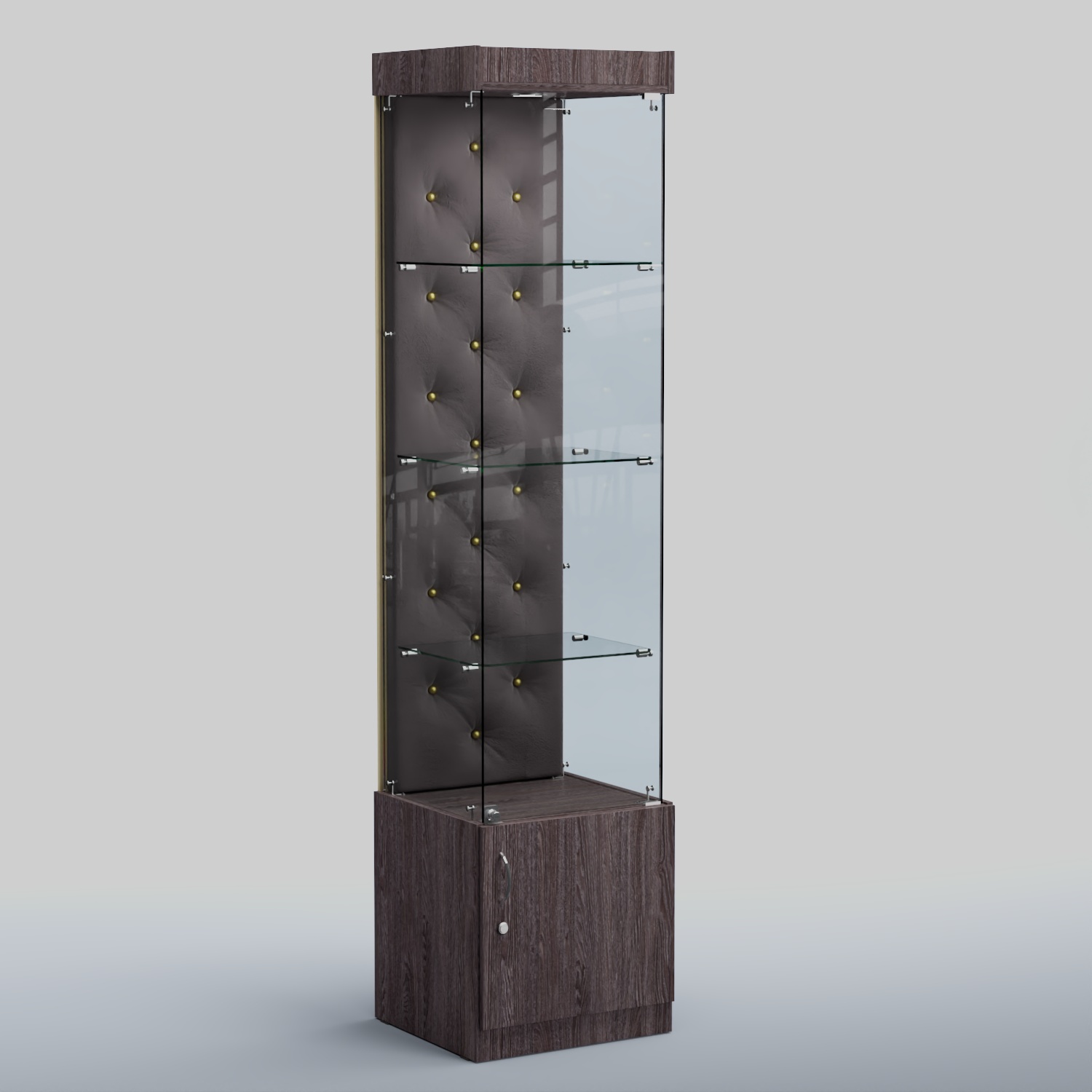 Высокая стеклянная витрина КАПИТОНЕ №2 Ясень темный+16 G
