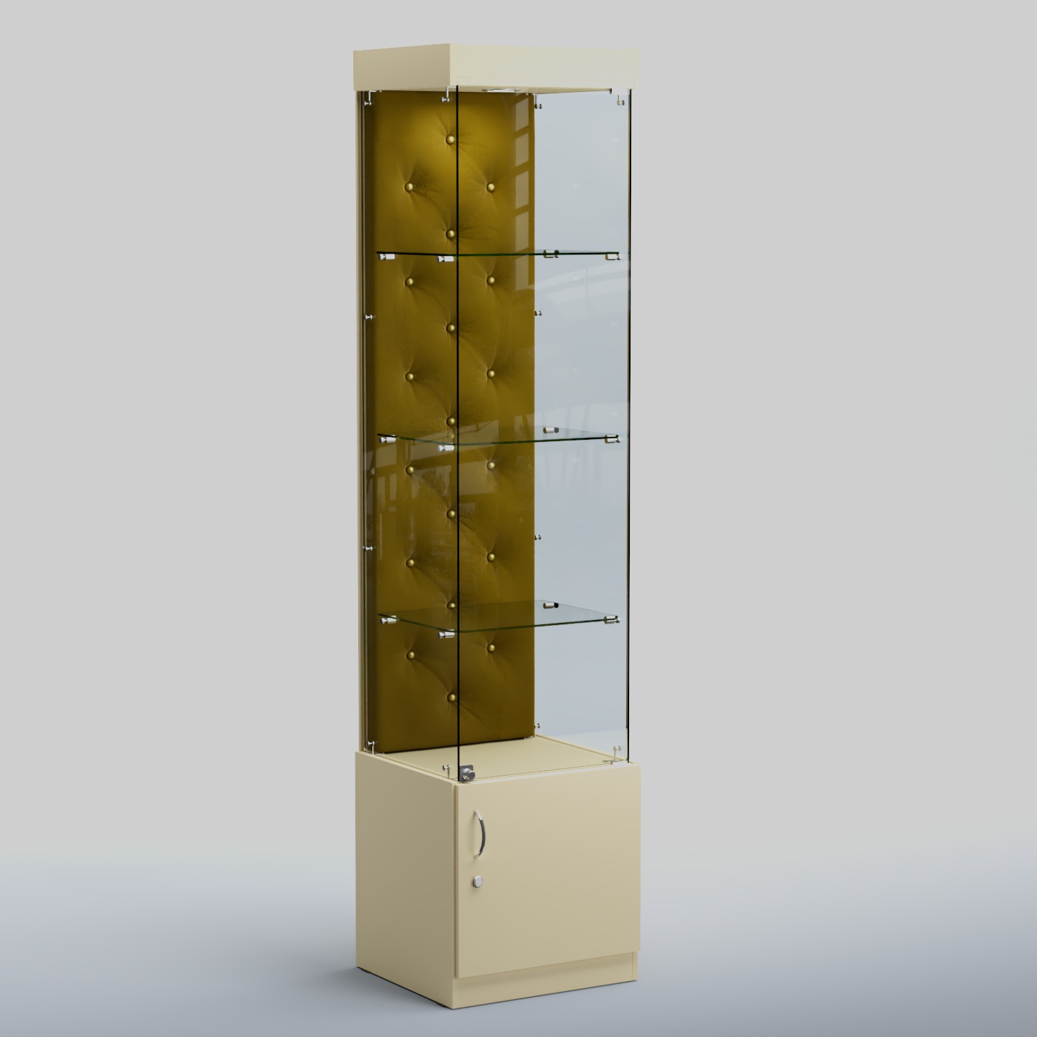 Высокая стеклянная витрина КАПИТОНЕ №2 Крем Вайс + 09 Olive