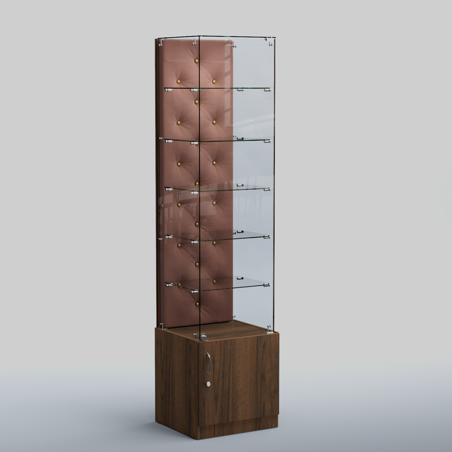 Высокая стеклянная витрина КАПИТОНЕ №506 Орех + 03 Mika