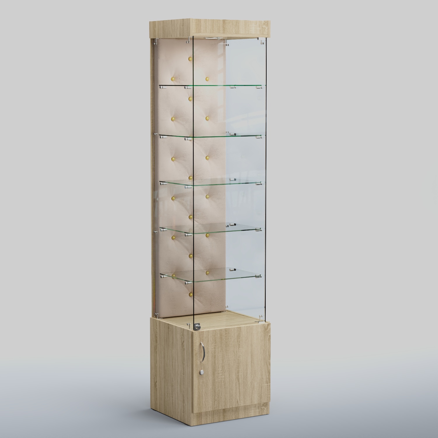 Высокая стеклянная витрина КАПИТОНЕ №502 Дуб сонома + 02 Beige