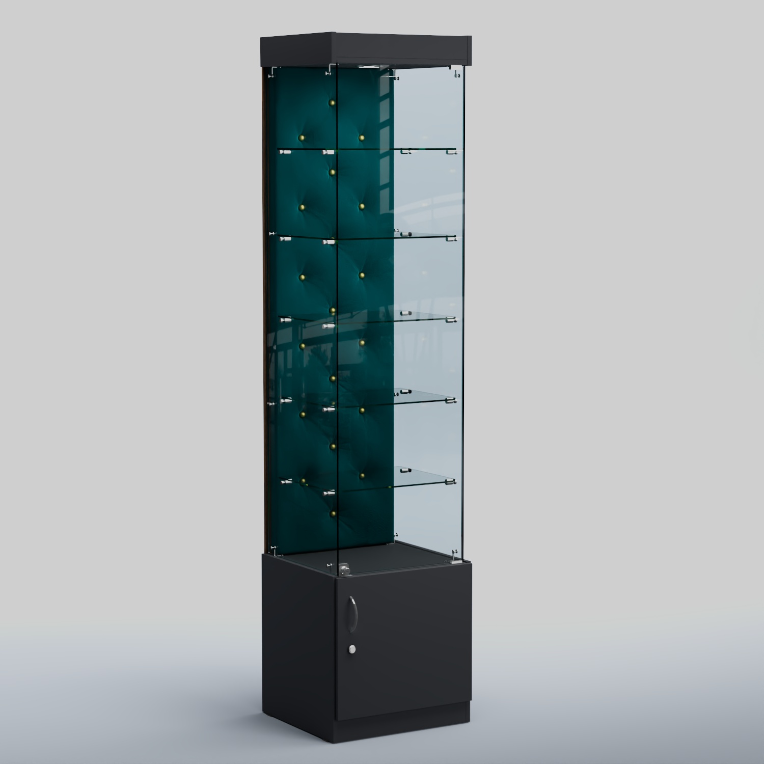 Высокая стеклянная витрина КАПИТОНЕ №502 Антрацит + 12 Az