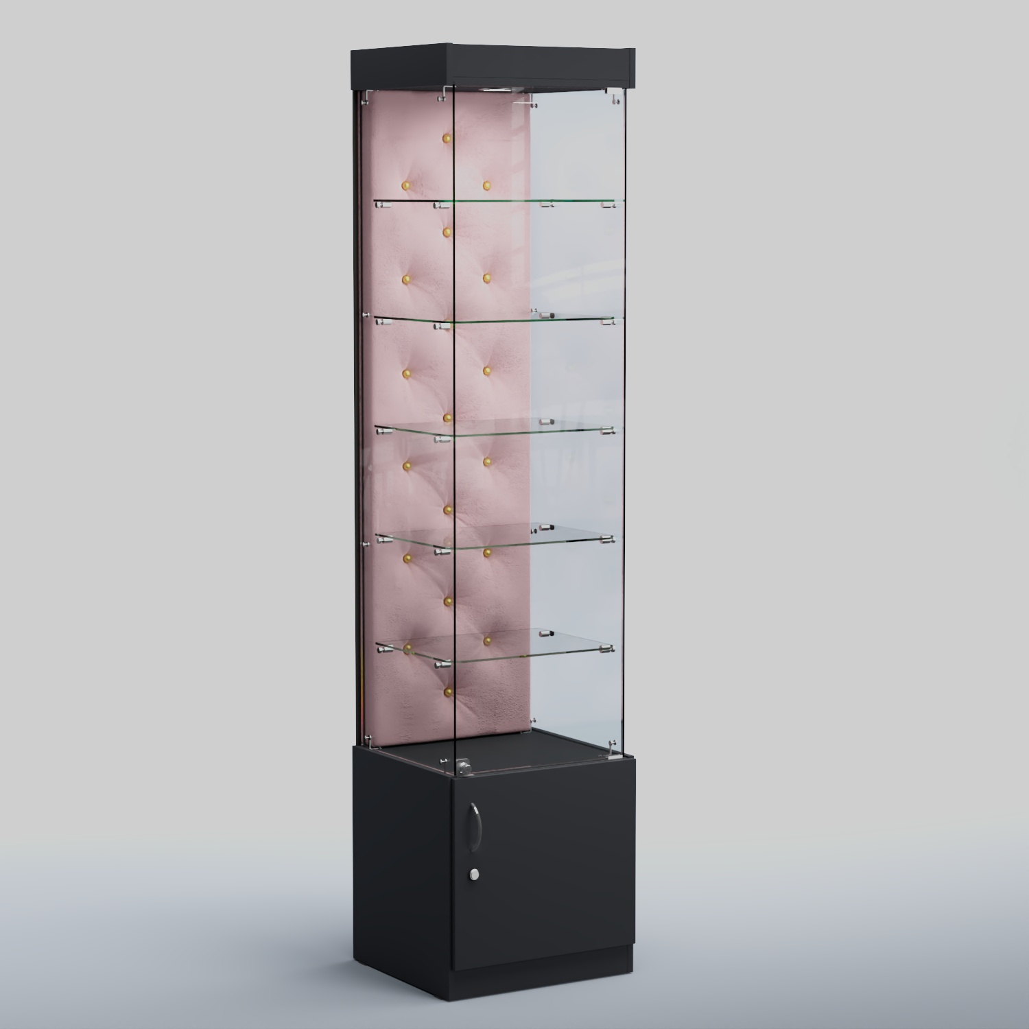 Высокая стеклянная витрина КАПИТОНЕ №502 Антрацит+14 Fla