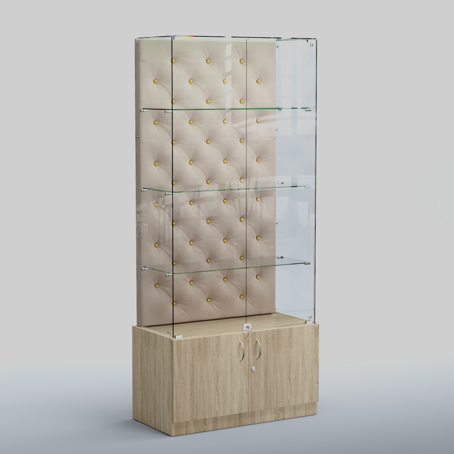 Высокая стеклянная витрина КАПИТОНЕ №5 Дуб сонома + 02 Beige