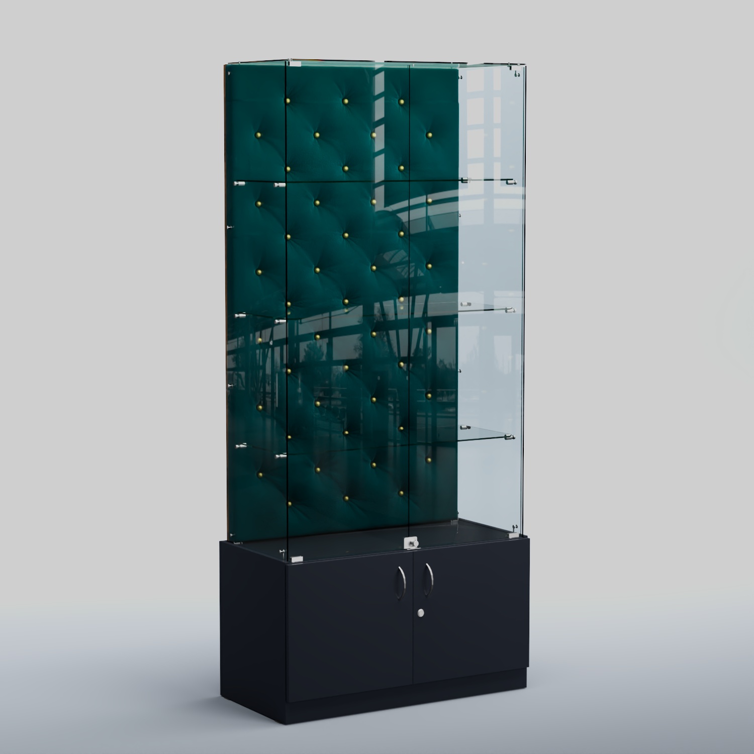 Высокая стеклянная витрина КАПИТОНЕ №5 Антрацит + 12 Az