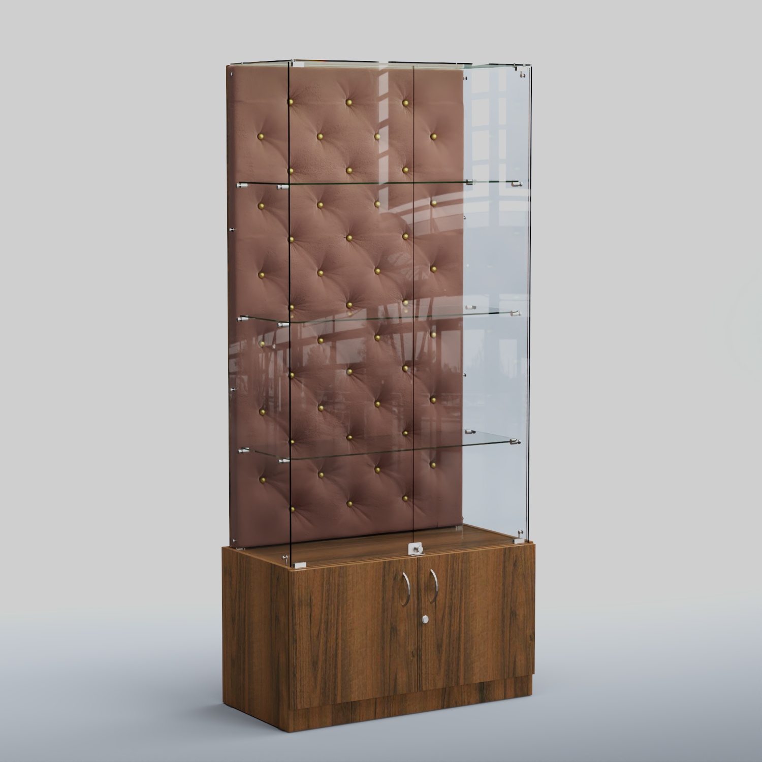 Высокая стеклянная витрина КАПИТОНЕ №5 Орех + 03 Mika