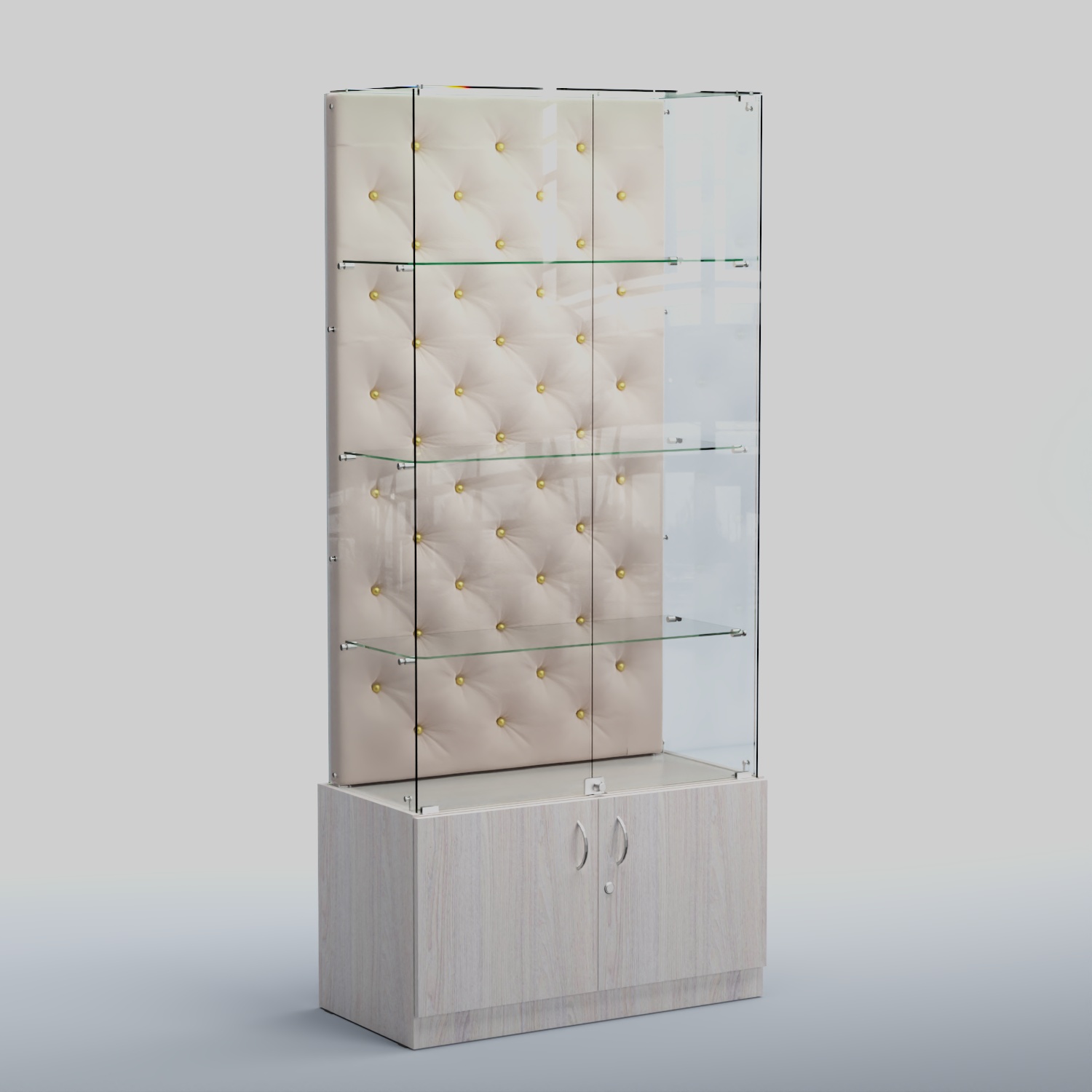 Высокая стеклянная витрина КАПИТОНЕ №5 Ясень светлый+01 C