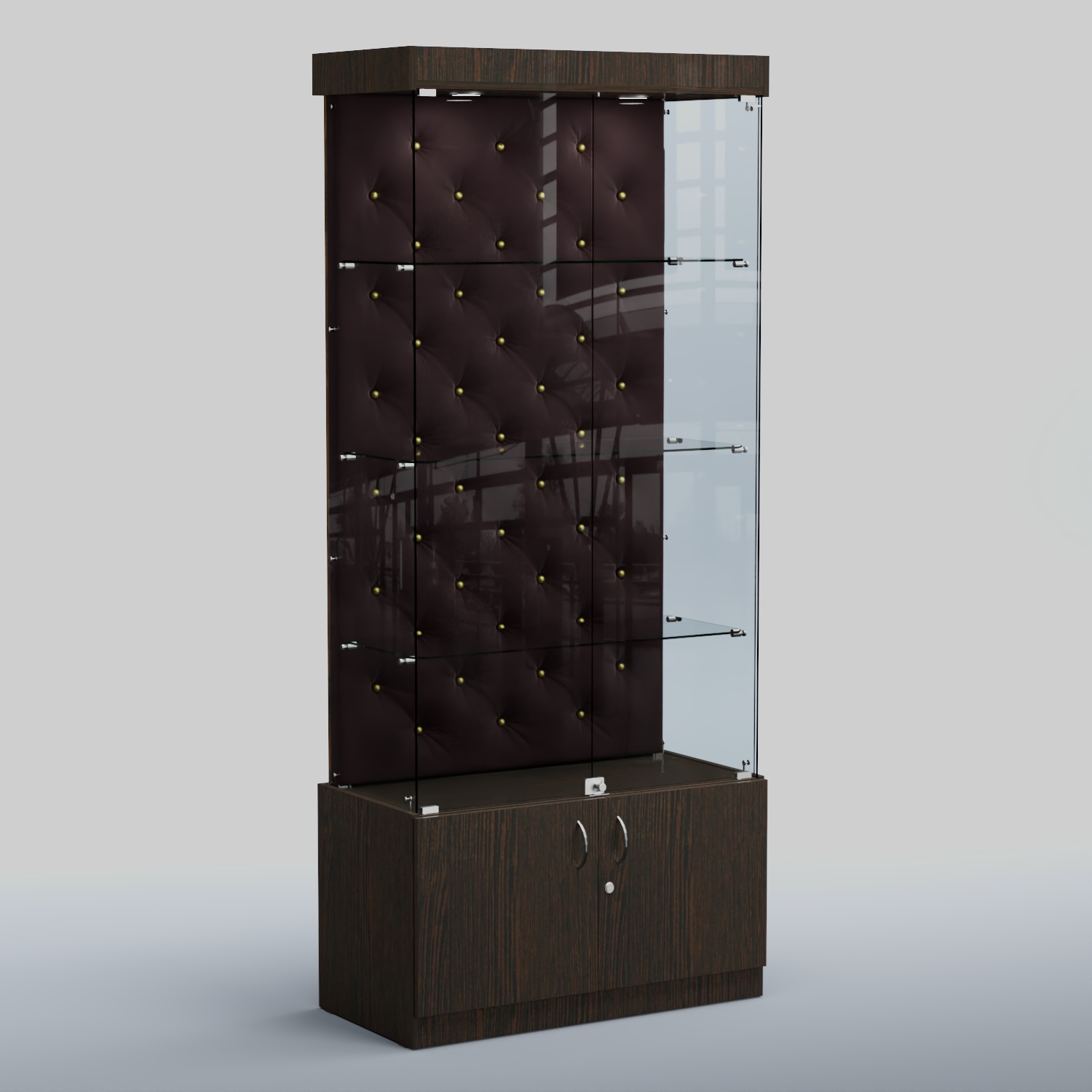 Высокая стеклянная витрина КАПИТОНЕ №1 Дуб Венге + 17 Elephant