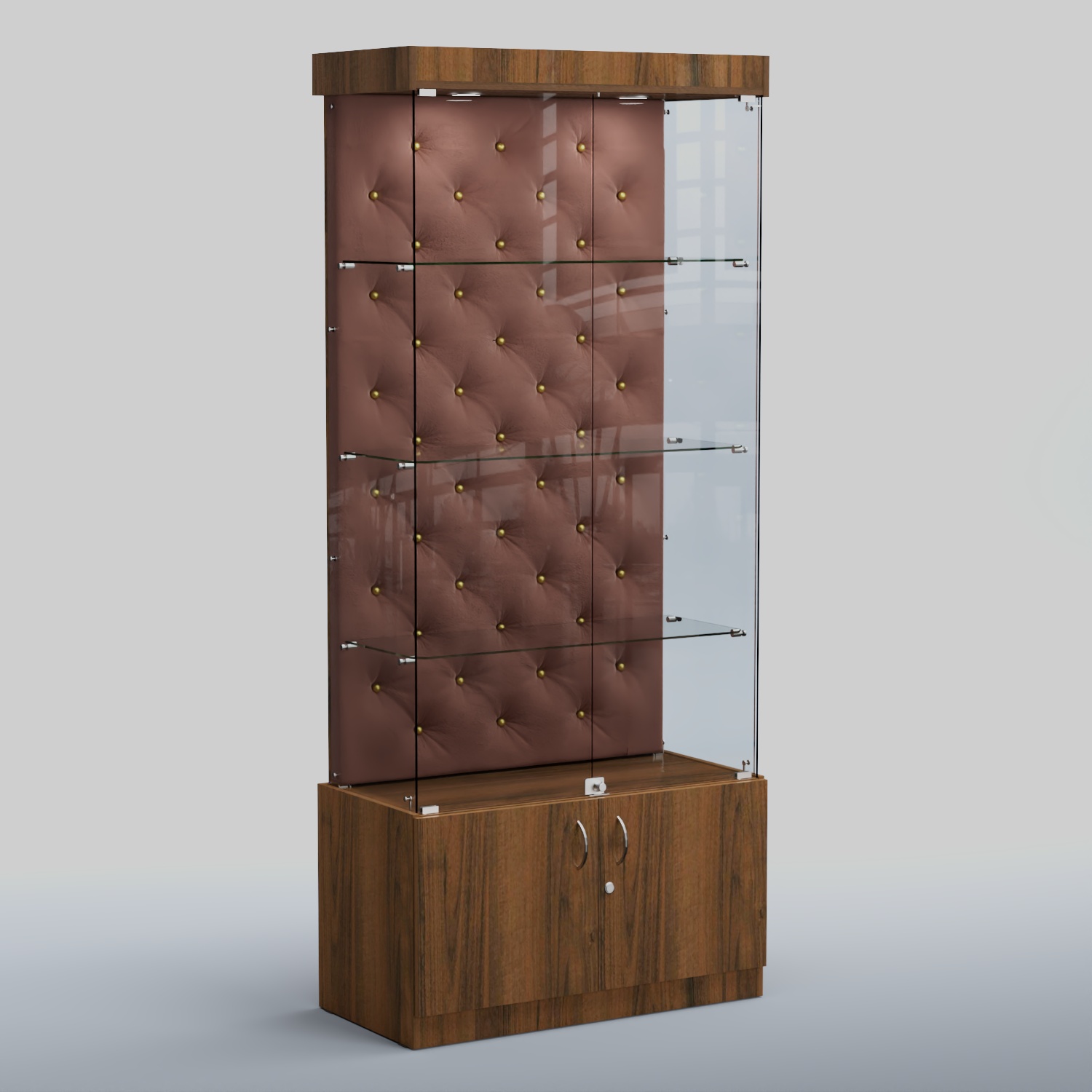 Высокая стеклянная витрина КАПИТОНЕ №1 Орех + 03 Mika
