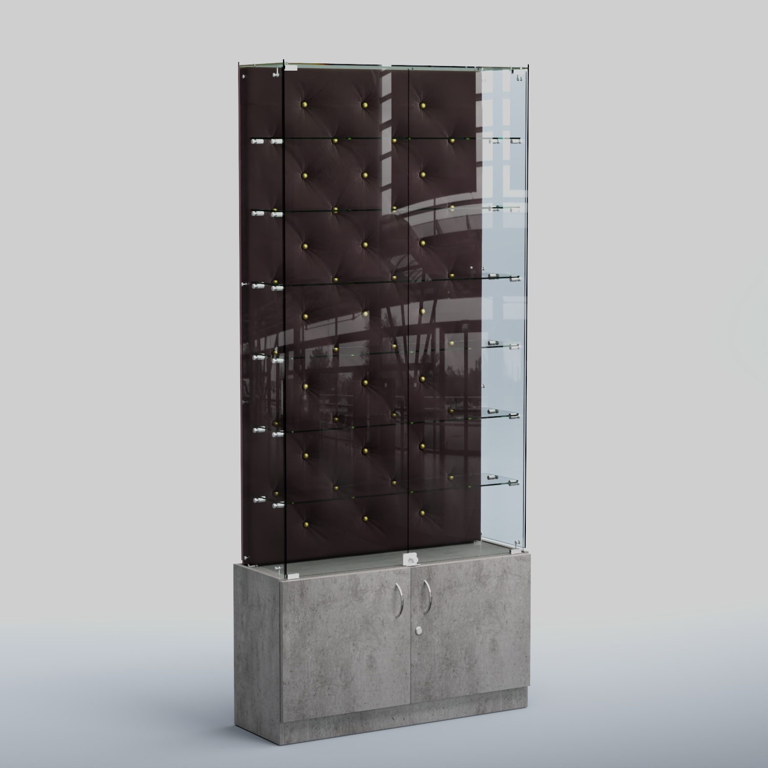 Высокая стеклянная витрина КАПИТОНЕ №33 Бетон Чикаго + 17 Elephant