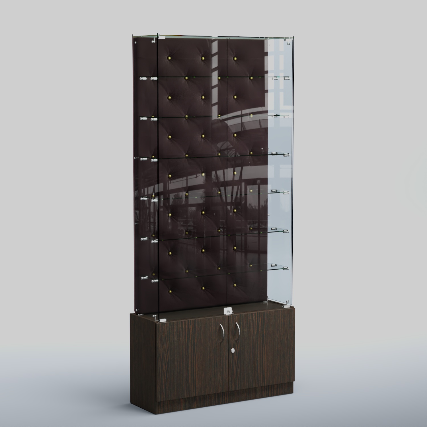 Высокая стеклянная витрина КАПИТОНЕ №33 Дуб Венге + 17 Elephant