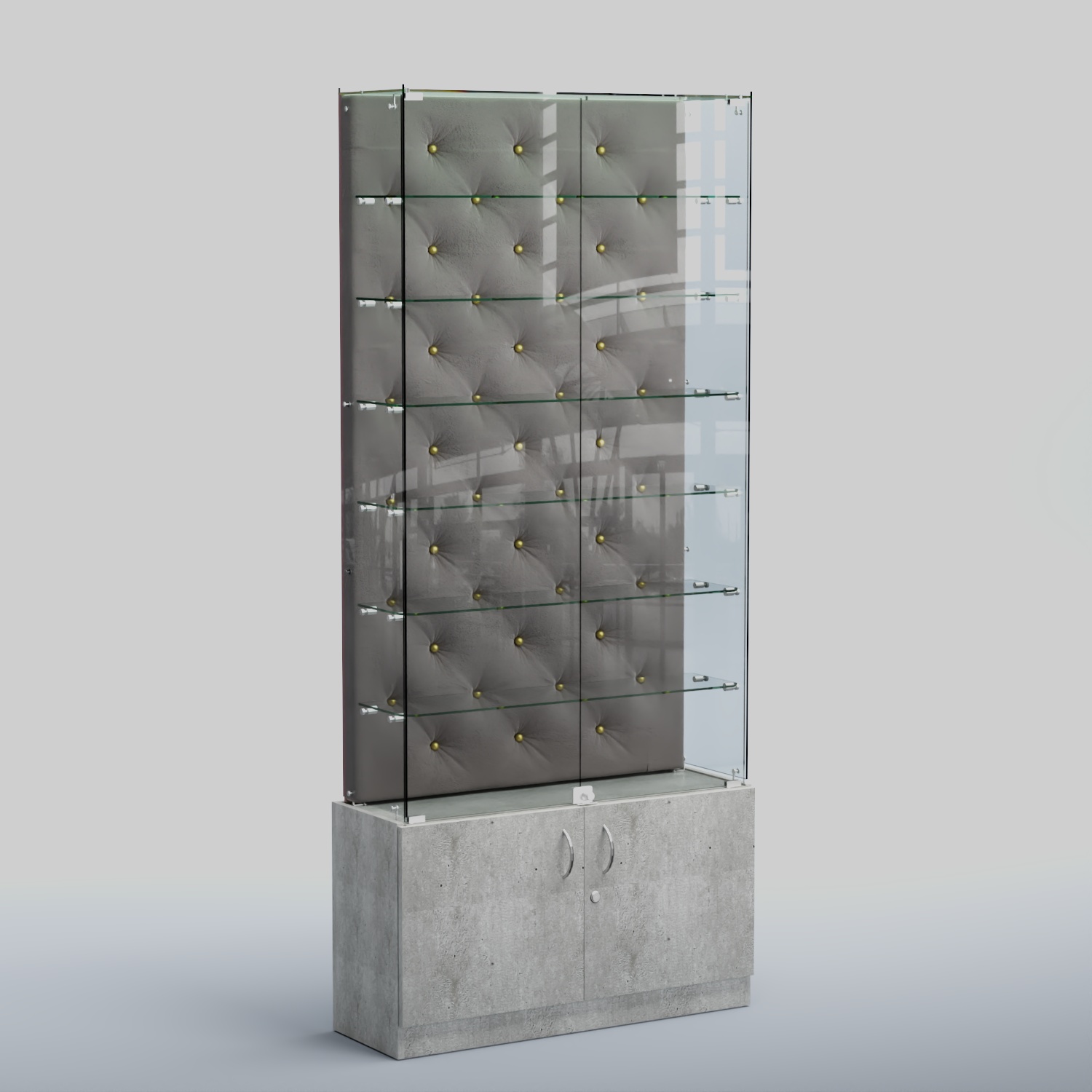 Высокая стеклянная витрина КАПИТОНЕ №33 Метрополитан Грей+15 Silver