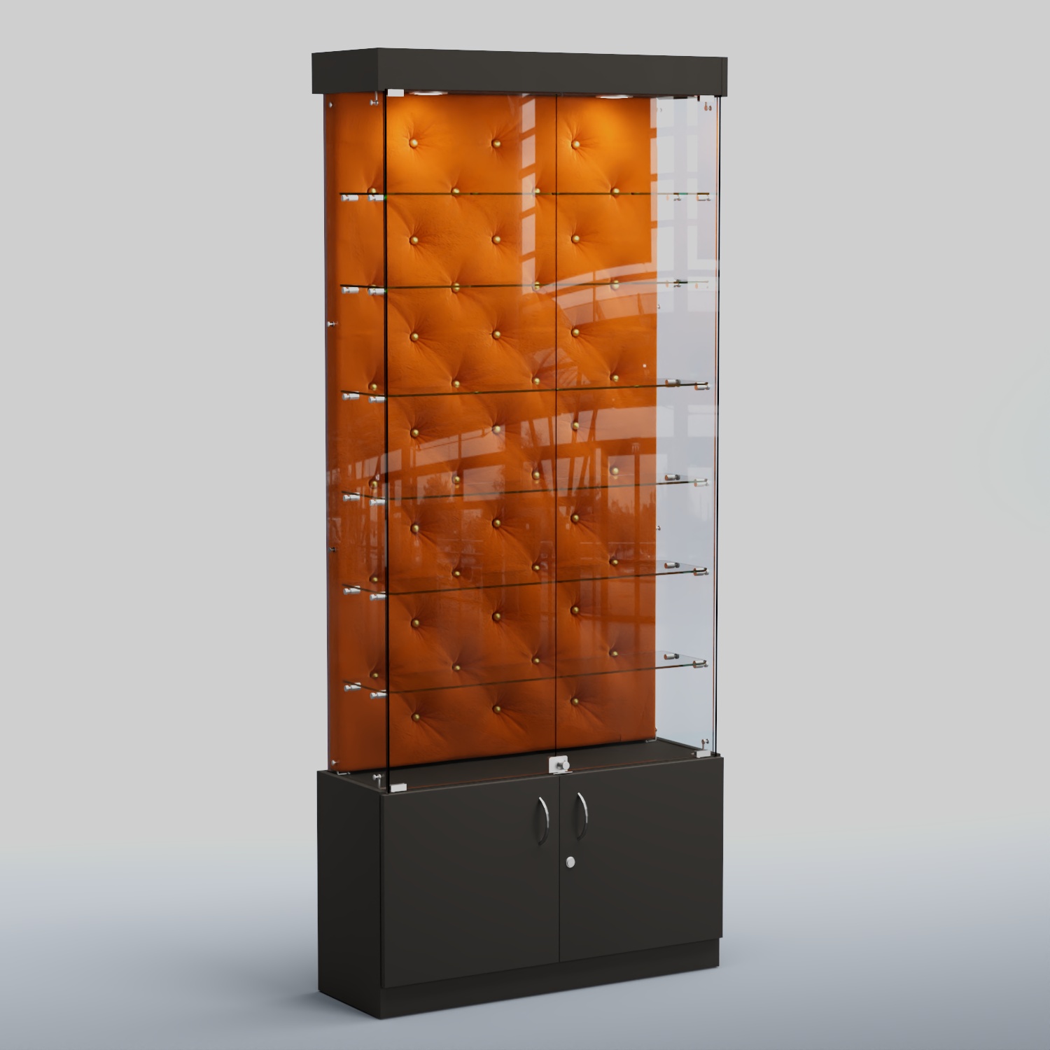 Высокая стеклянная витрина КАПИТОНЕ №31 Черный + 08 Mustard