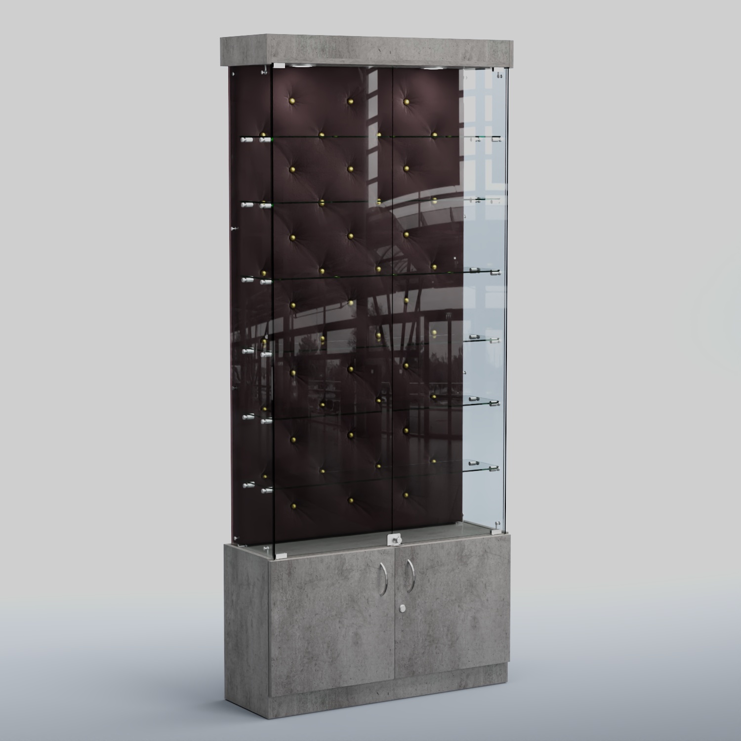 Высокая стеклянная витрина КАПИТОНЕ №31 Бетон Чикаго + 17 Elephant