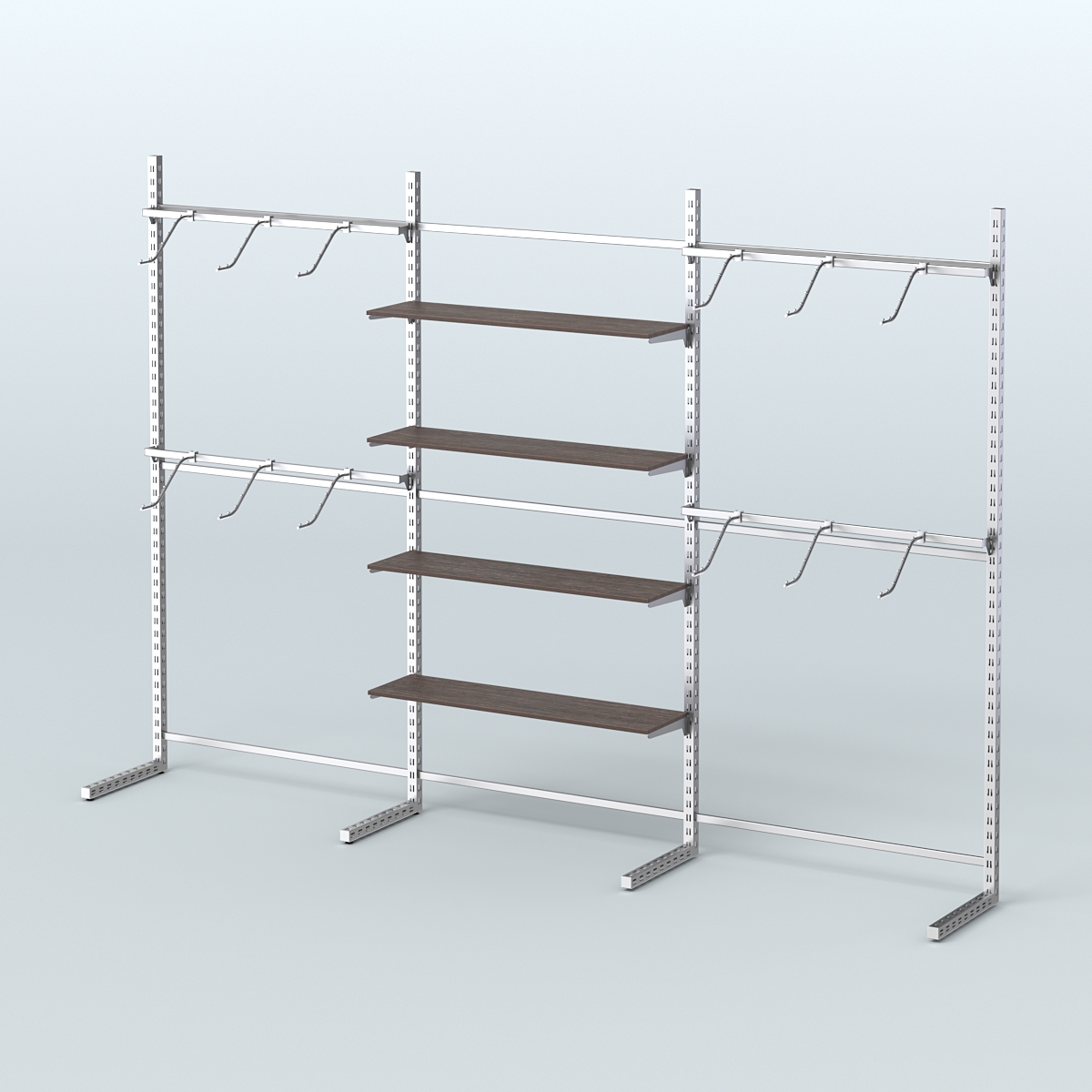 Системы ЭЛЕГАНТ пристенные с полками ДСП и поручнями №3 (3600мм) Дуб Венге