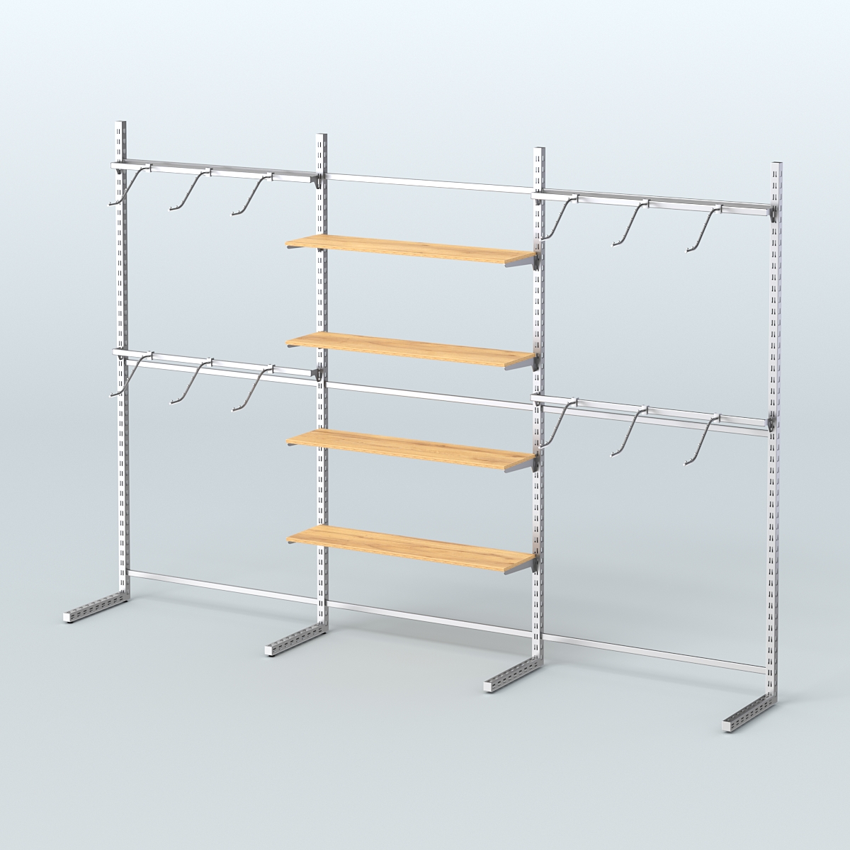 Системы ЭЛЕГАНТ пристенные с полками ДСП и поручнями №3 (3600мм) Дуб Золотистый