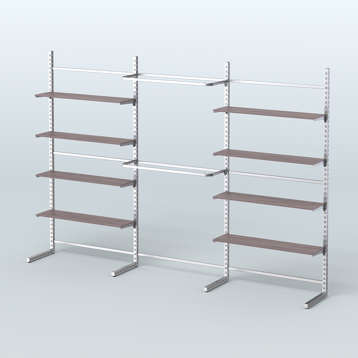 Системы ЭЛЕГАНТ пристенные с полками ДСП и стяжками №5 (3600мм) Ясень Анкор темный