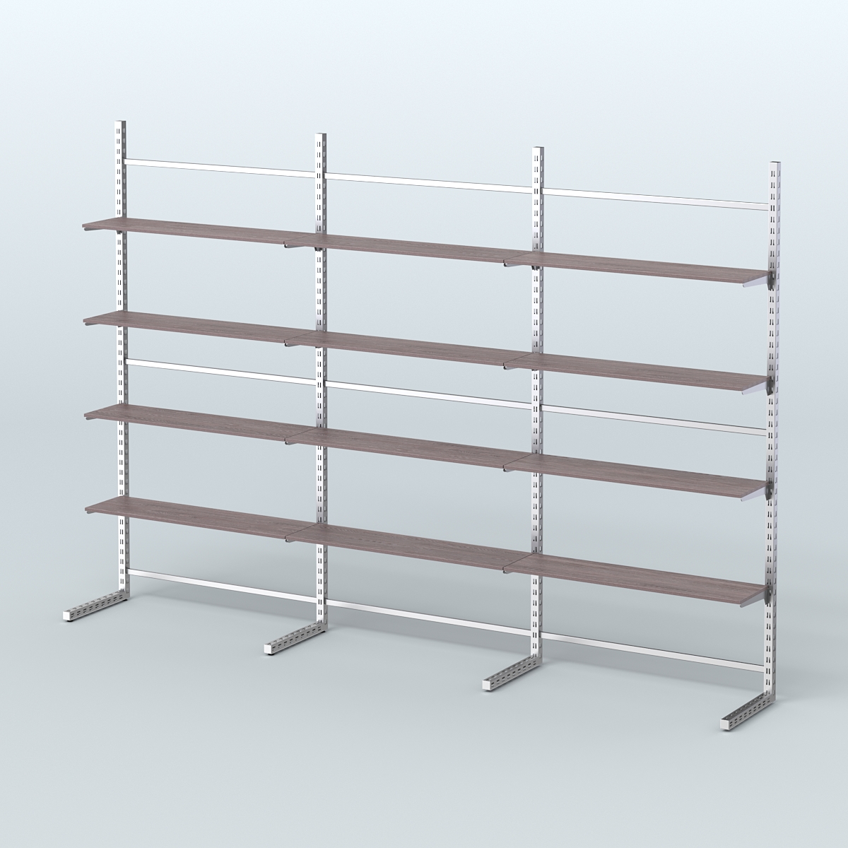 Системы ЭЛЕГАНТ пристенные с полками из ДСП №7 (3600мм) Ясень Анкор темный