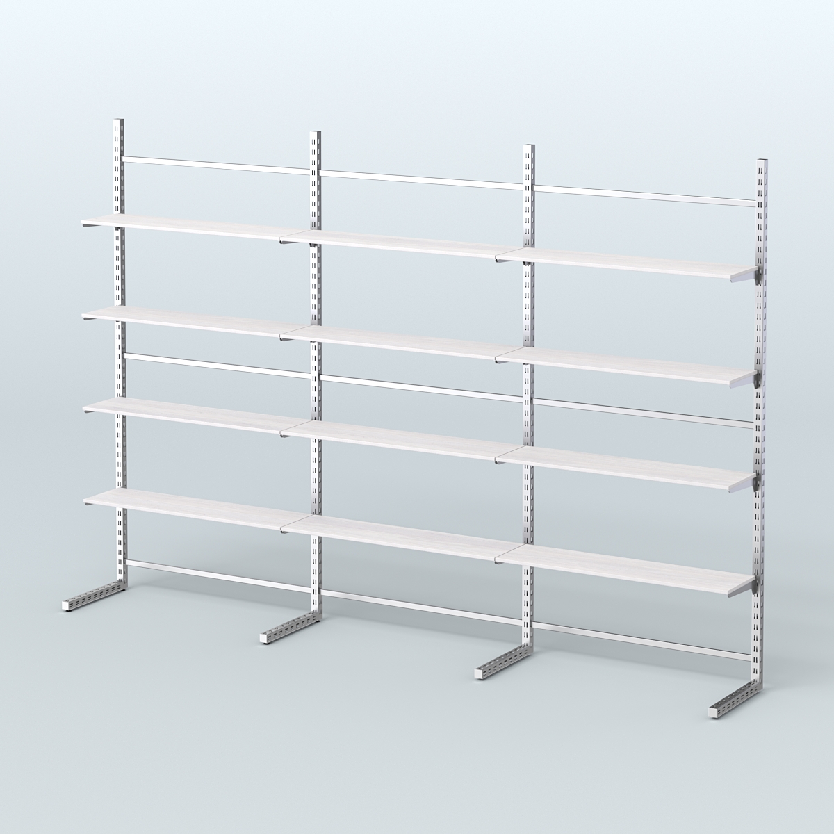 Системы ЭЛЕГАНТ пристенные с полками из ДСП №7 (3600мм) Ясень Анкор светлый