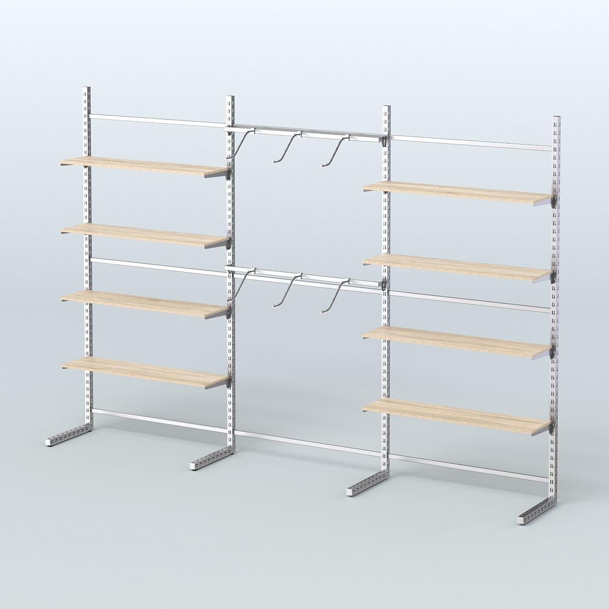 Системы ЭЛЕГАНТ пристенные с металлическими держателями для полок №9 (3600мм) Дуб сонома