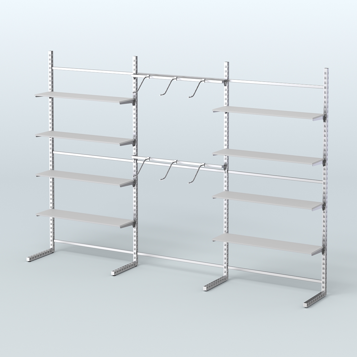 Системы ЭЛЕГАНТ пристенные с металлическими держателями для полок №9 (3600мм) Серый