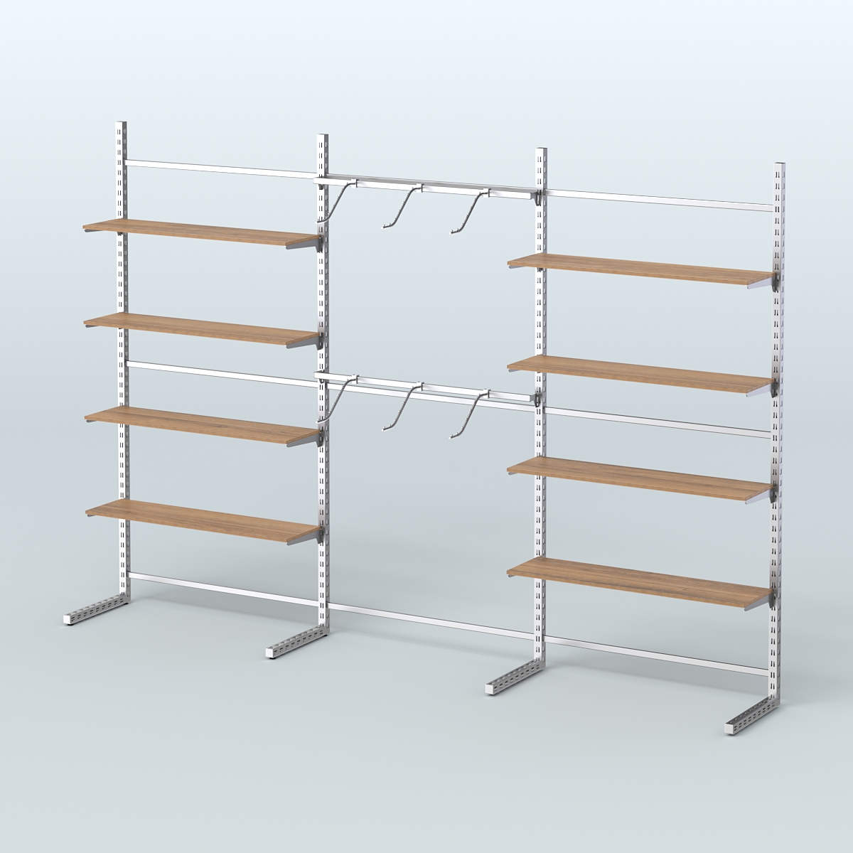 Системы ЭЛЕГАНТ пристенные с металлическими держателями для полок №9 (3600мм) Орех