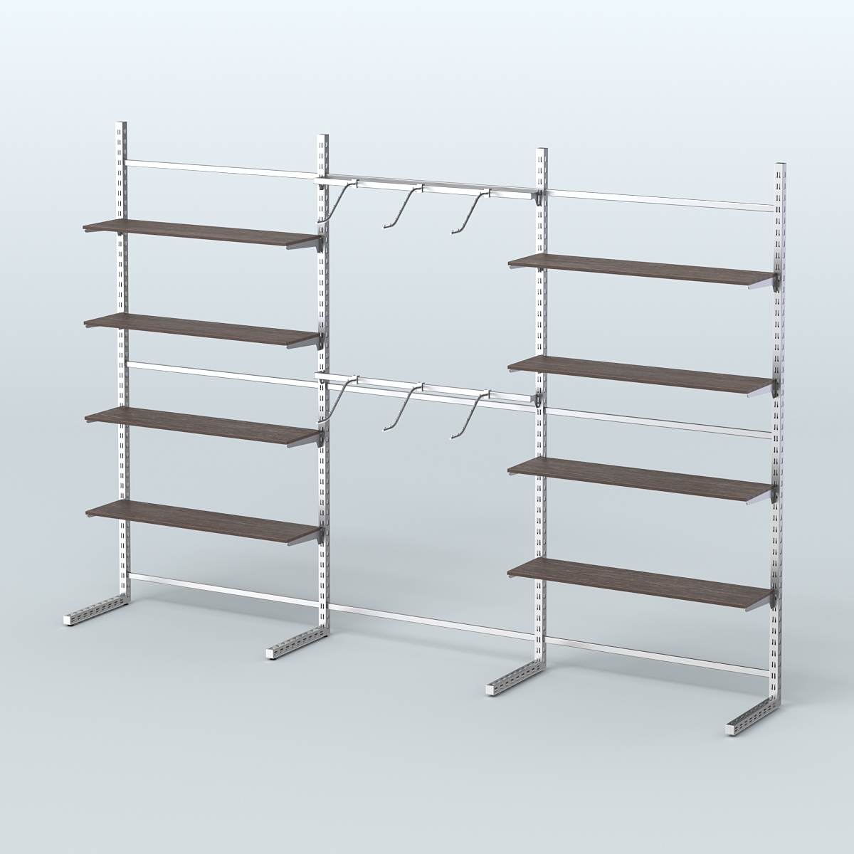 Системы ЭЛЕГАНТ пристенные с металлическими держателями для полок №9 (3600мм) Дуб Венге