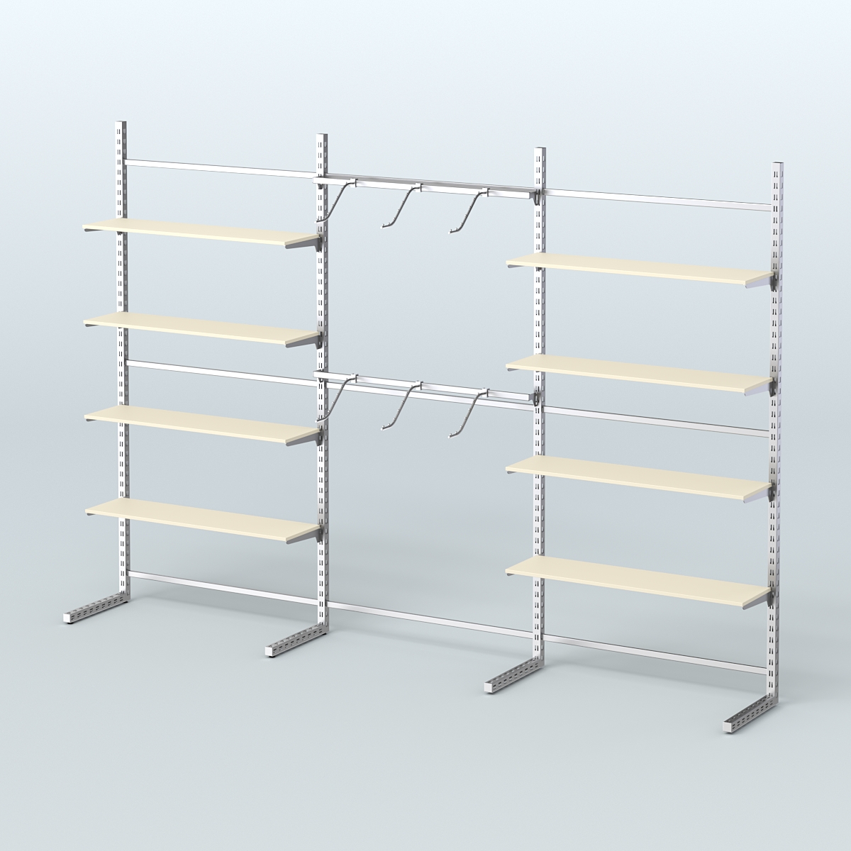 Системы ЭЛЕГАНТ пристенные с металлическими держателями для полок №9 (3600мм) Крем Вайс