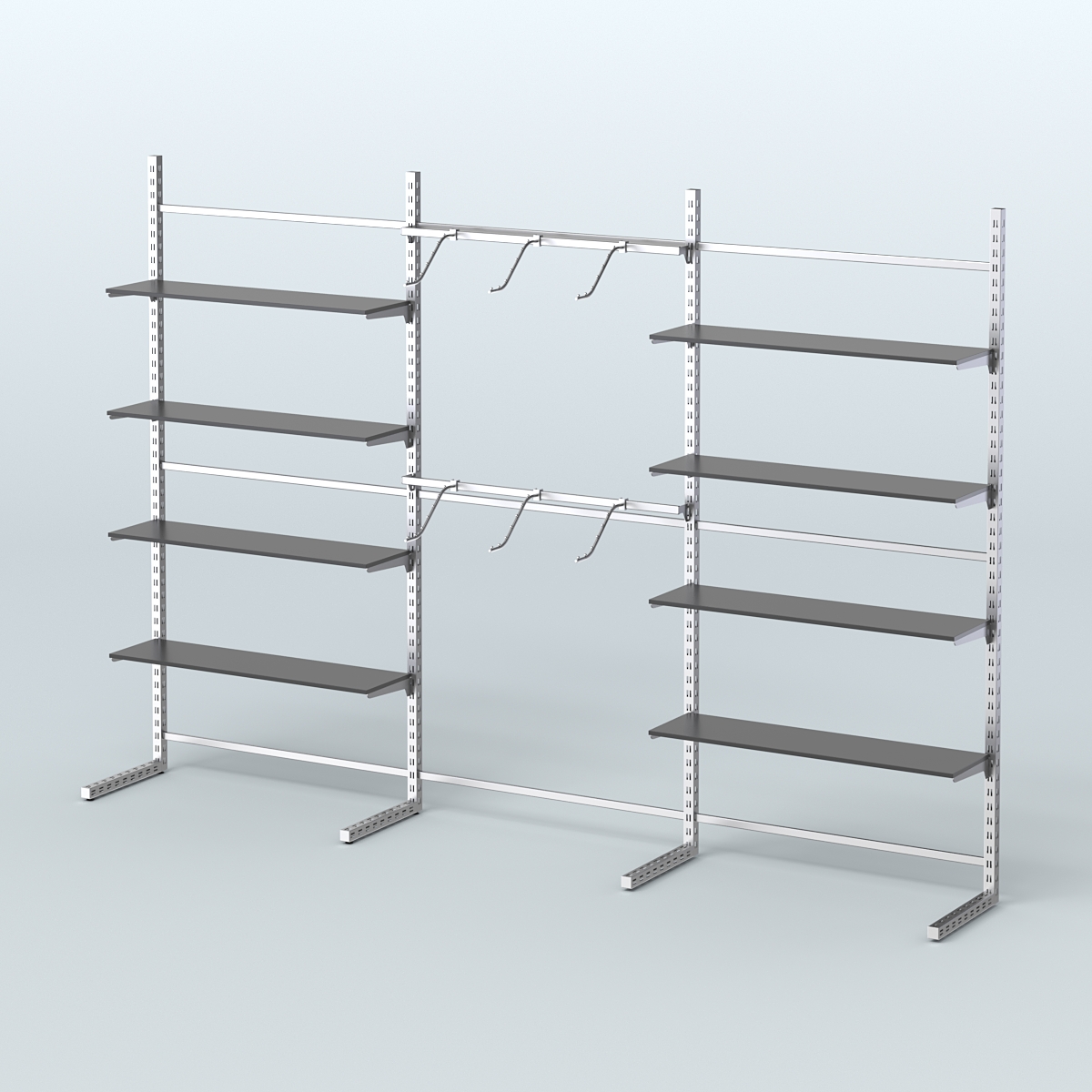 Системы ЭЛЕГАНТ пристенные с металлическими держателями для полок №9 (3600мм) Черный