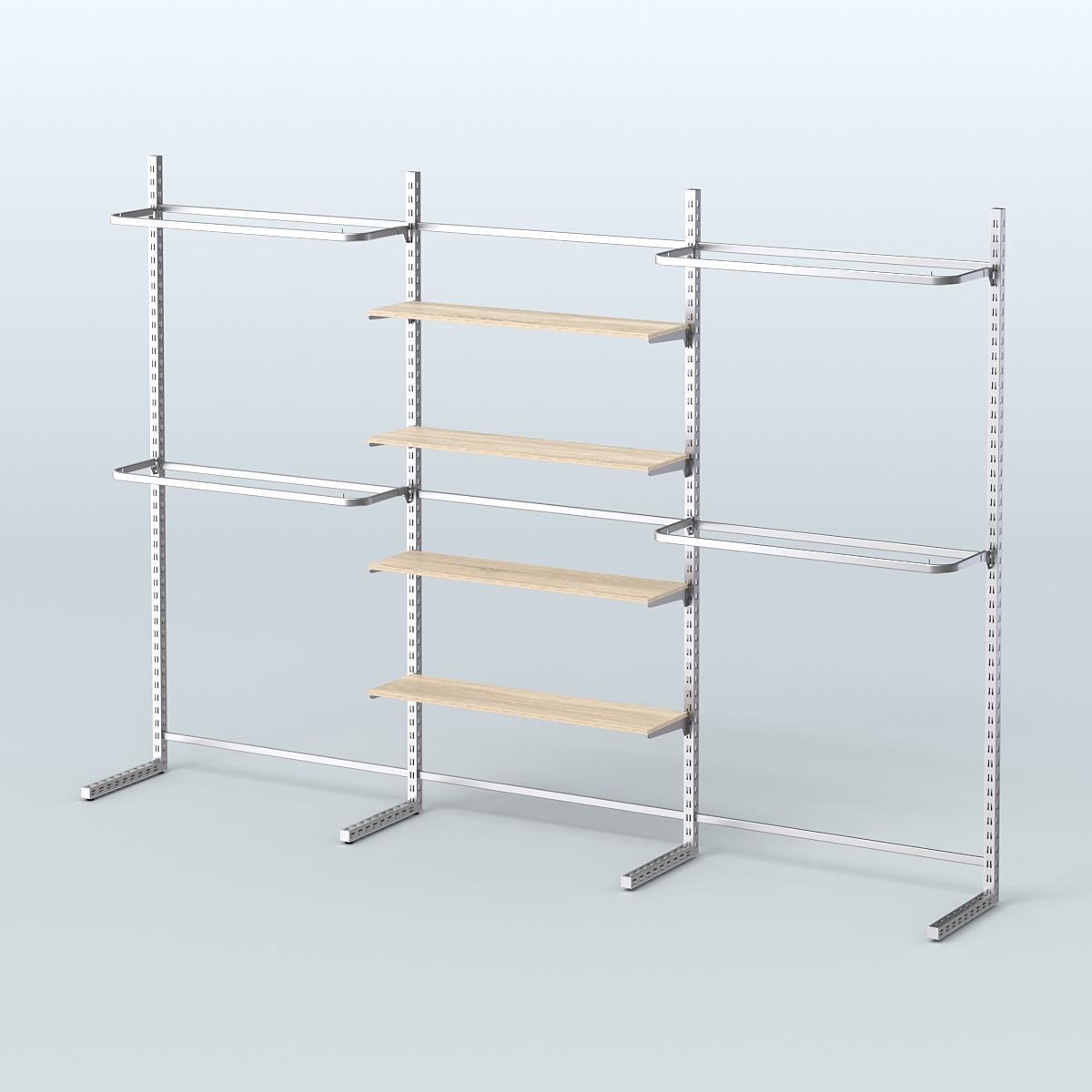 Системы ЭЛЕГАНТ пристенные без ДСП с П-образными поручнями №11 (3600мм) Дуб сонома