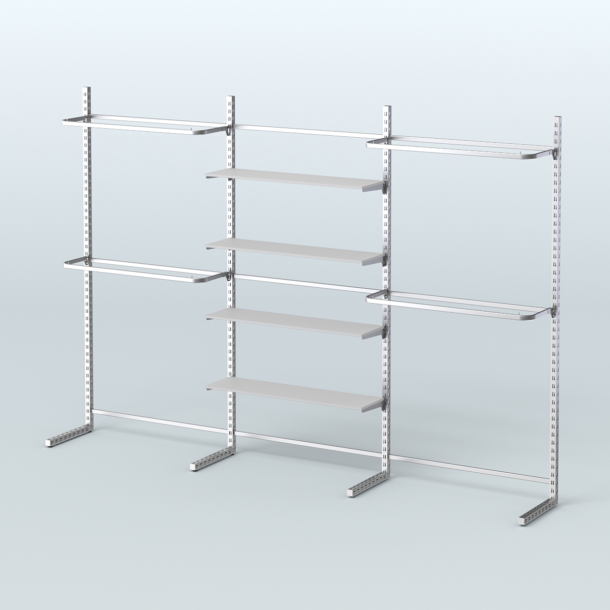 Системы ЭЛЕГАНТ пристенные без ДСП с П-образными поручнями №11 (3600мм) Серый