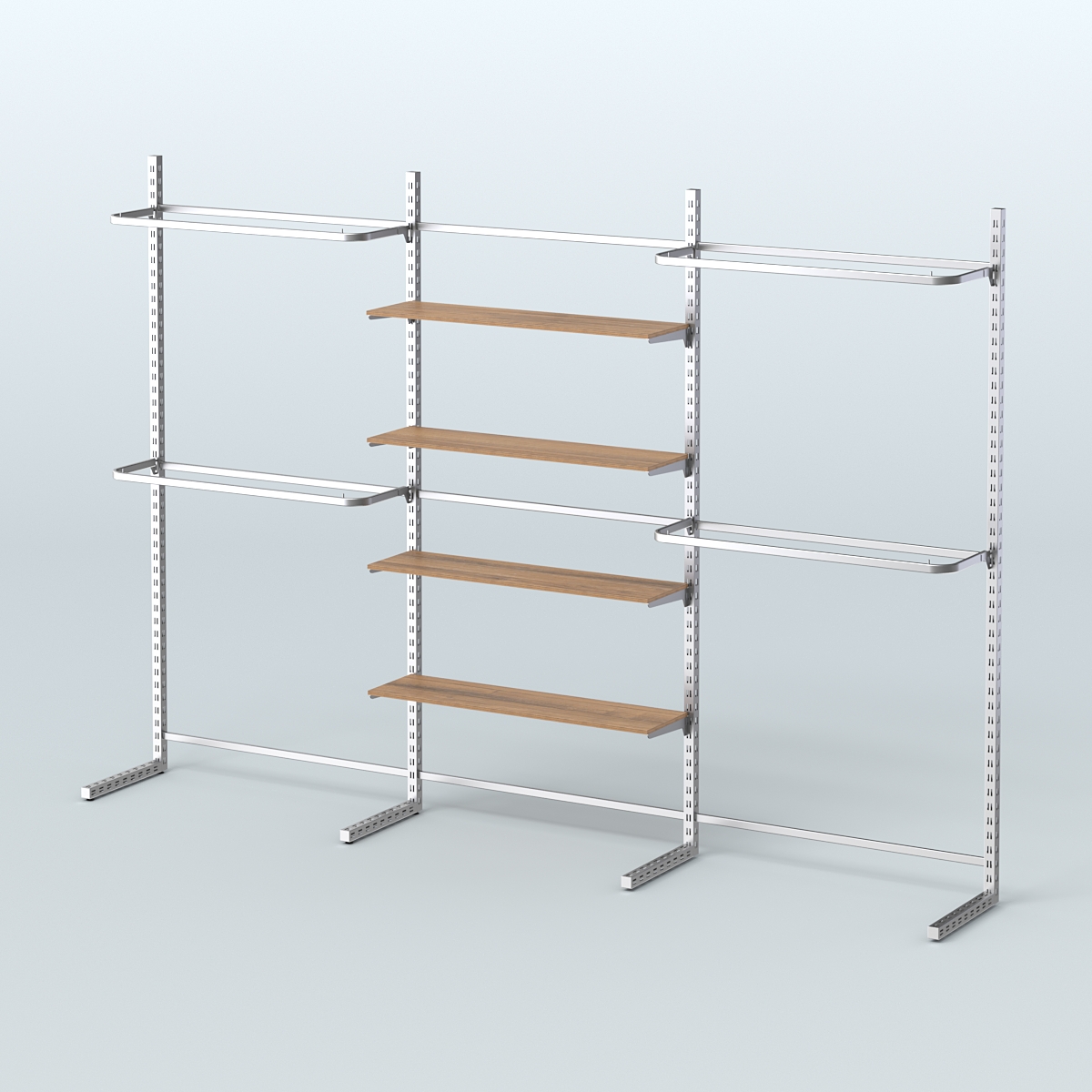 Системы ЭЛЕГАНТ пристенные без ДСП с П-образными поручнями №11 (3600мм) Орех