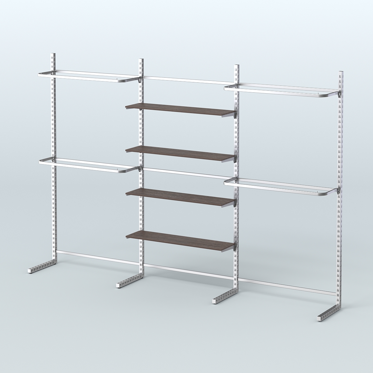 Системы ЭЛЕГАНТ пристенные без ДСП с П-образными поручнями №11 (3600мм) Дуб Венге