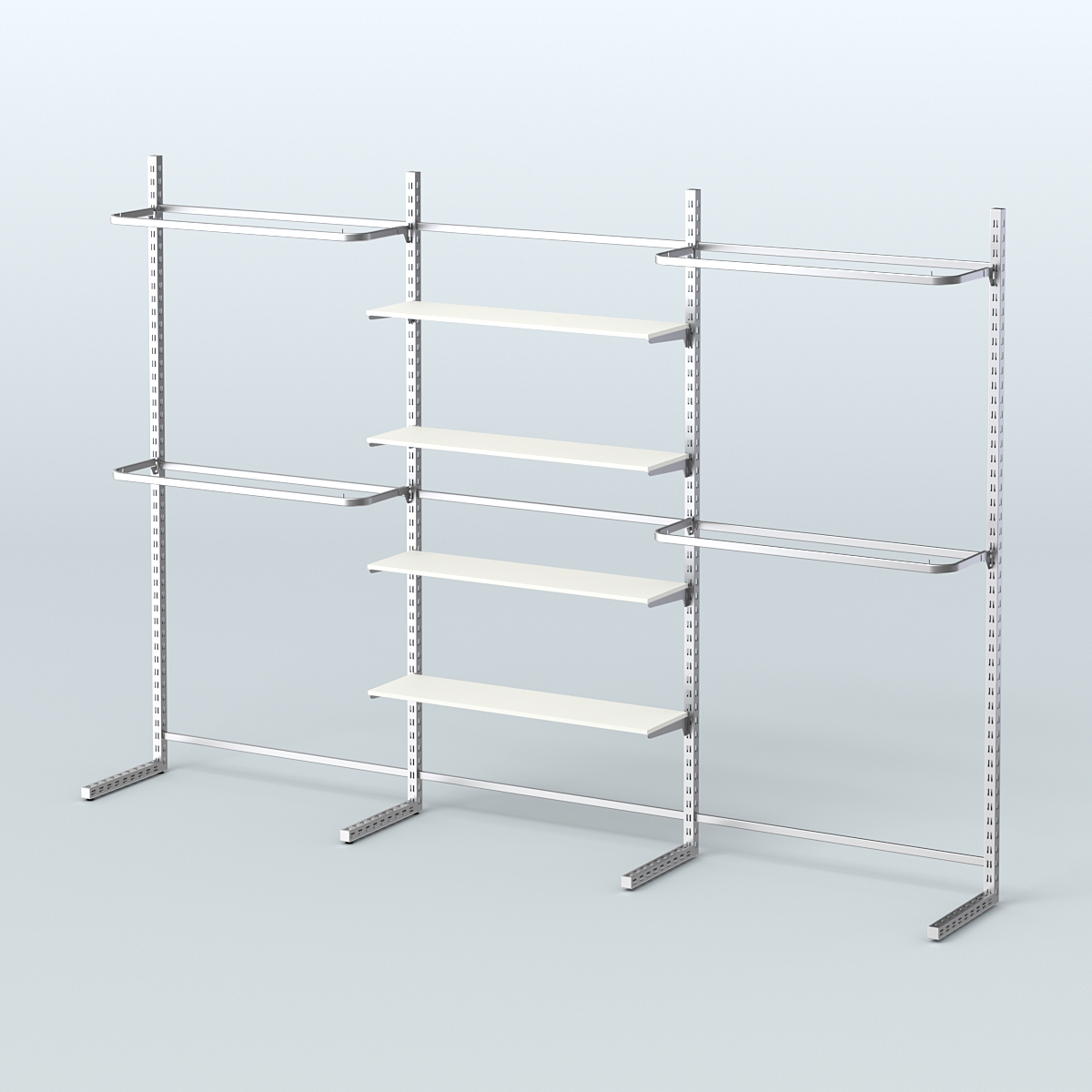 Системы ЭЛЕГАНТ пристенные без ДСП с П-образными поручнями №11 (3600мм) Белый