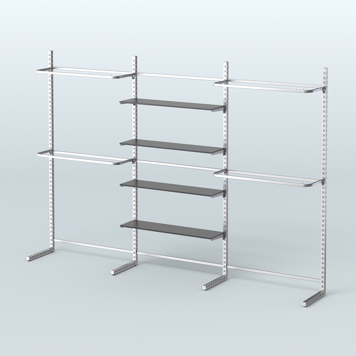 Системы ЭЛЕГАНТ пристенные без ДСП с П-образными поручнями №11 (3600мм) Черный