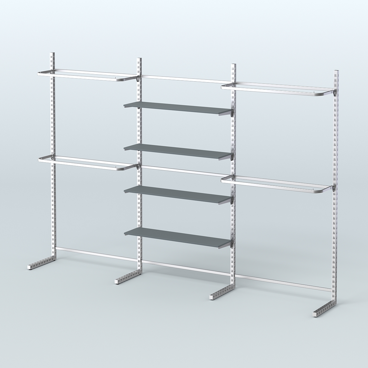 Системы ЭЛЕГАНТ пристенные без ДСП с П-образными поручнями №11 (3600мм) Темно-Серый