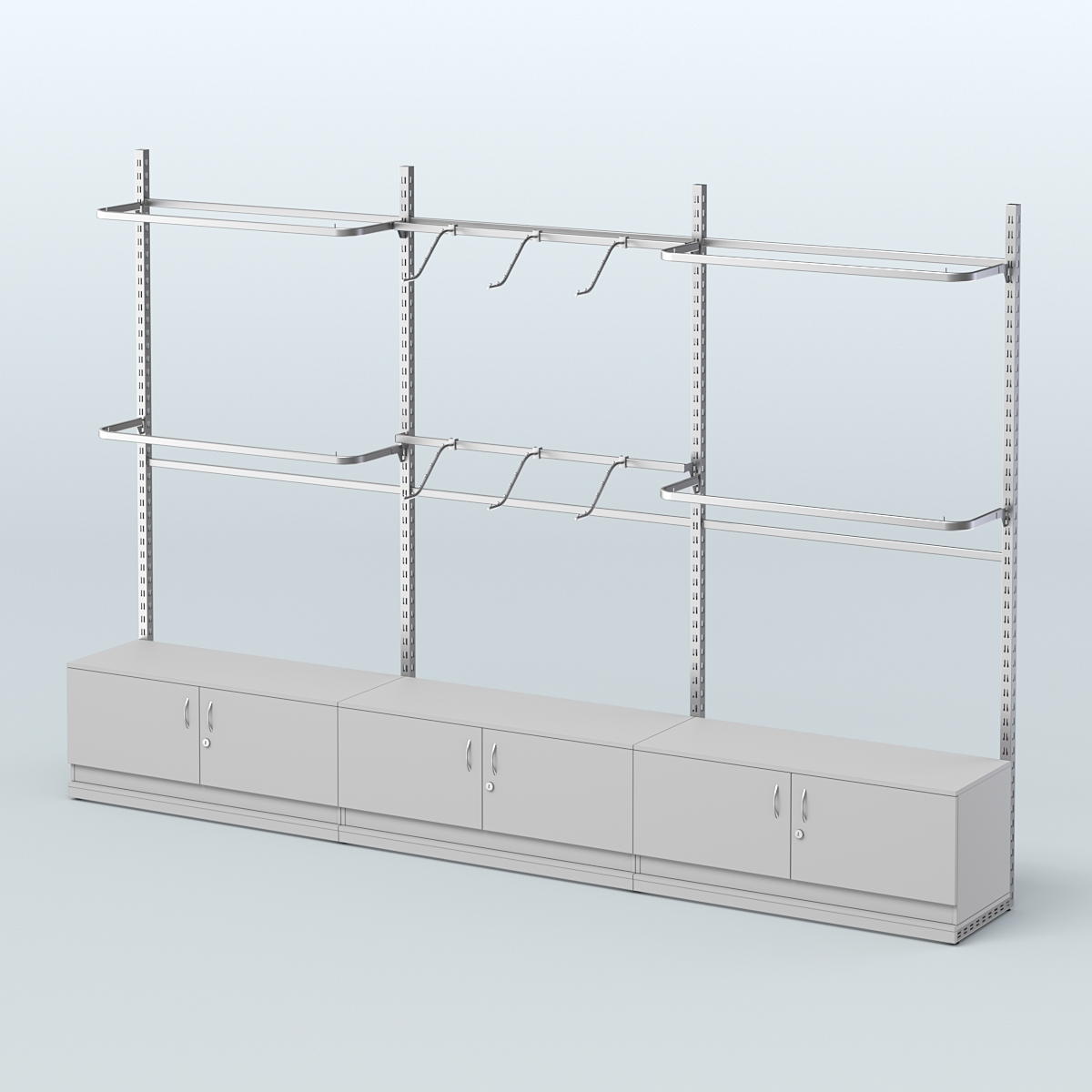 Система ЭЛЕГАНТ пристенная без ДСП №1 с тумбами Т-21 (3600 мм) Серый
