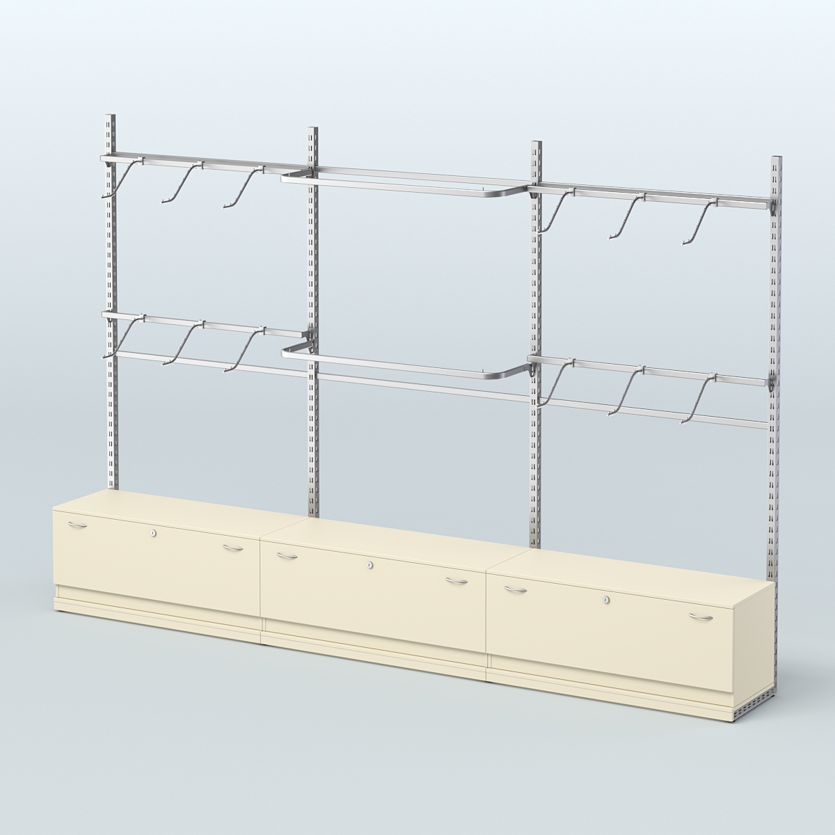 Система ЭЛЕГАНТ пристенная без ДСП №2 с тумбами Т-11 (3600 мм) Крем Вайс