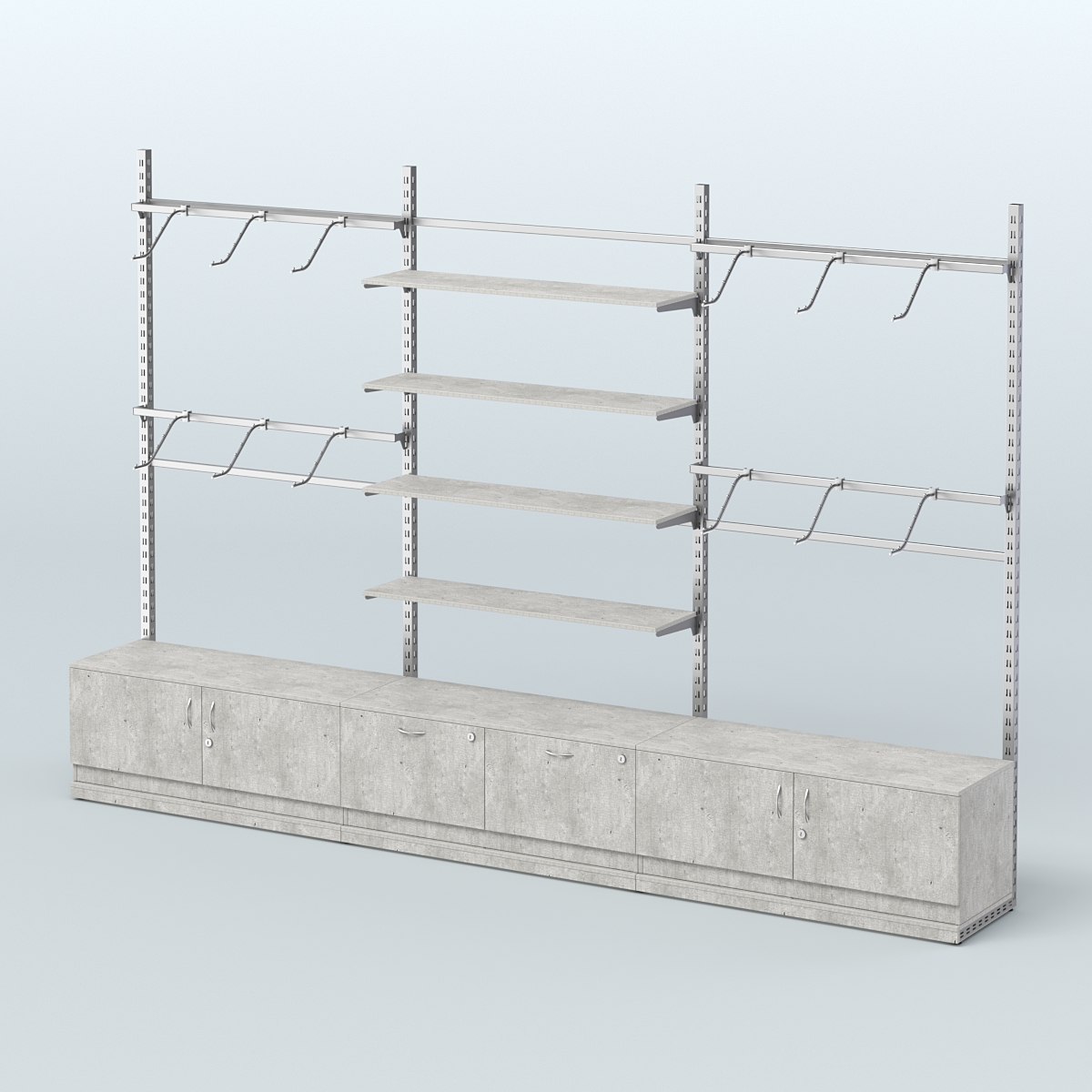 Система ЭЛЕГАНТ пристенная без ДСП №3 с тумбами Т-15 и Т-21 (3600 мм) Метрополитан Грей