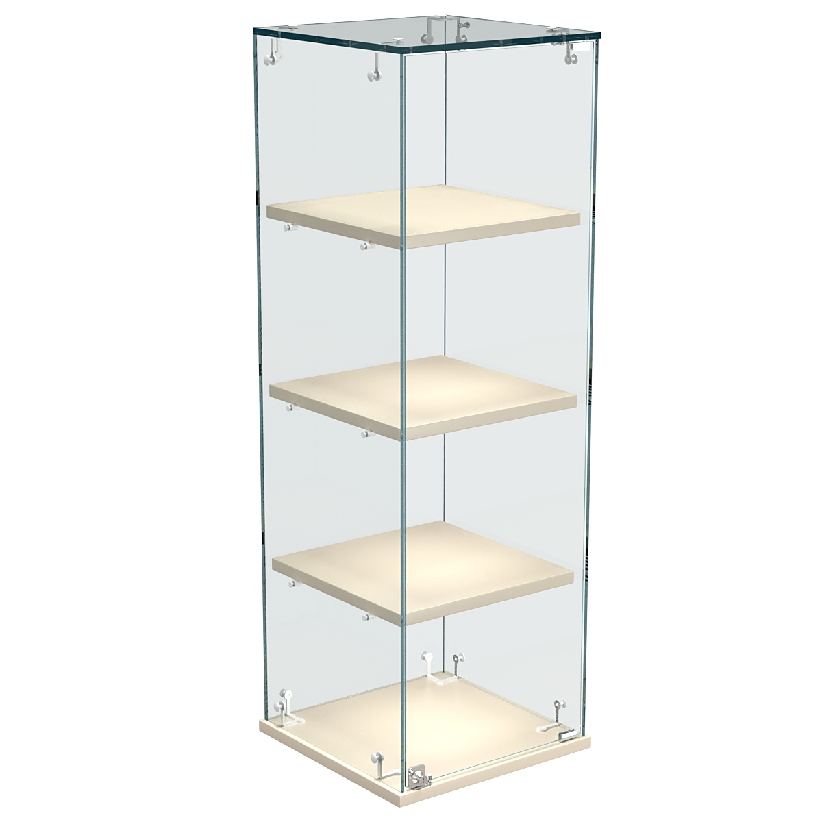 Витрина Истра настольная №23-ДП с прямыми полками из ДСП Крем Вайс