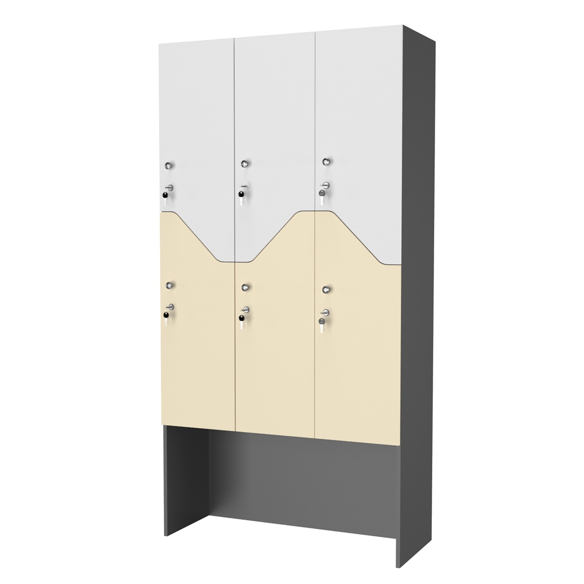 Шкаф для раздевалок СТАНДАРТ-Элегия №3-3 Антрацит + Белый + Крем Вайс