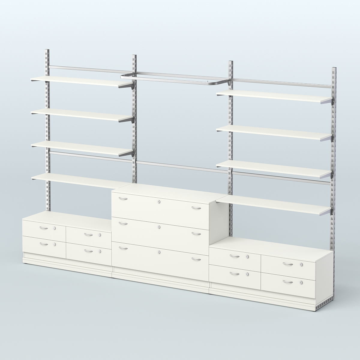 Система ЭЛЕГАНТ пристенная без ДСП №5 с тумбами Т-14 и Т-13 (3600 мм) Белый