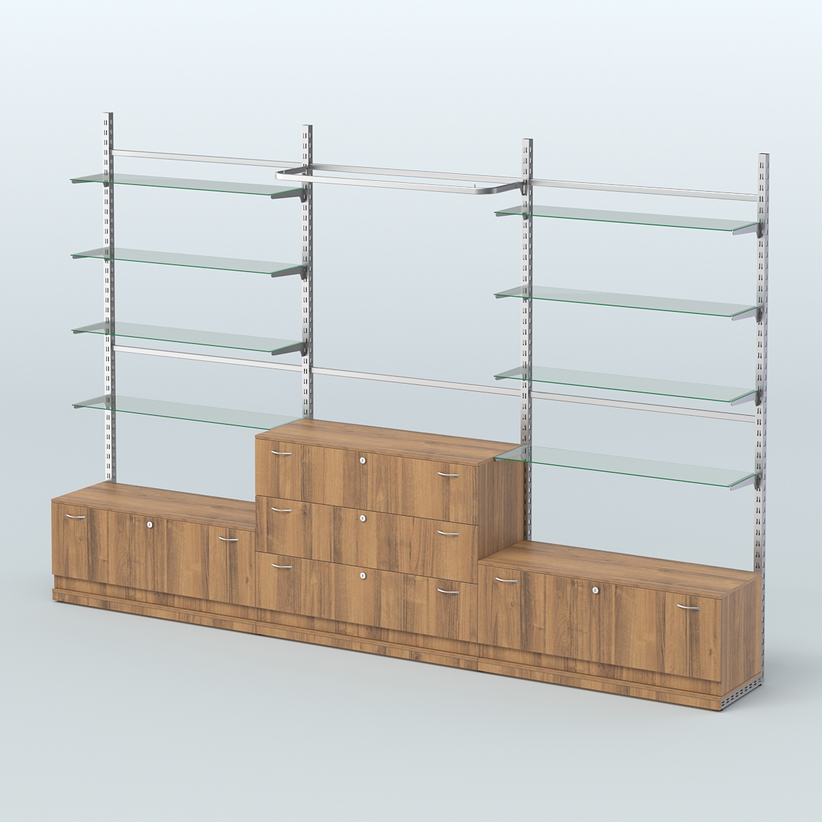 Система ЭЛЕГАНТ пристенная без ДСП №6 с тумбами Т-11 и Т-13 (3600 мм) Орех