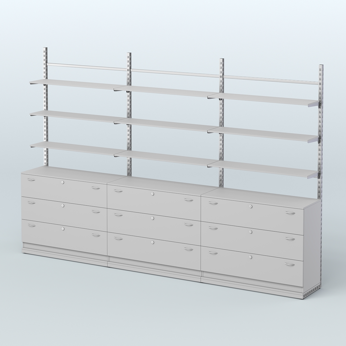 Система ЭЛЕГАНТ пристенная без ДСП №7 с тумбами Т-13 (3600 мм) Серый